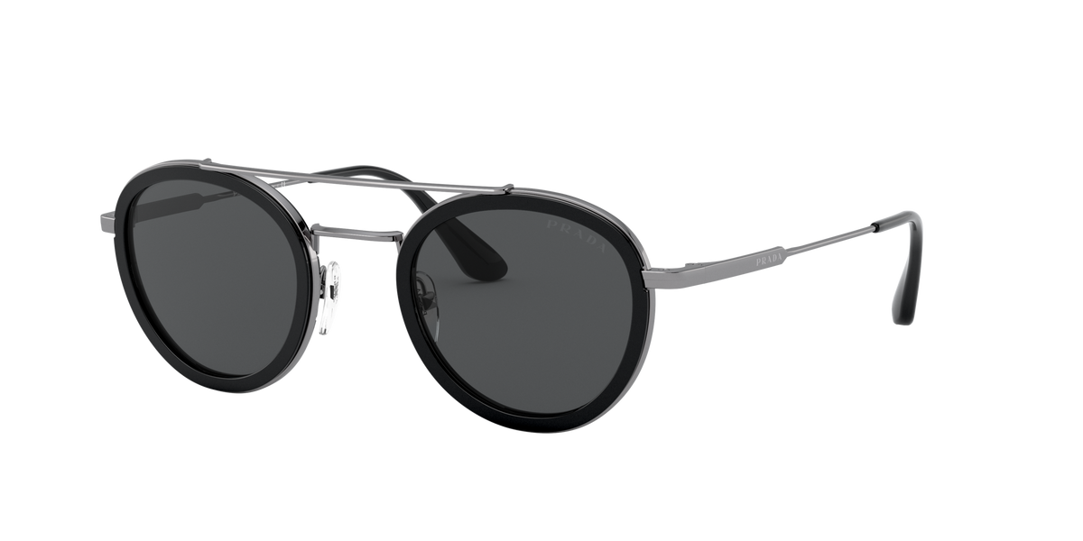 Prada PR 56XS Black/Gunmetal M4Y5S0 three-quarter view