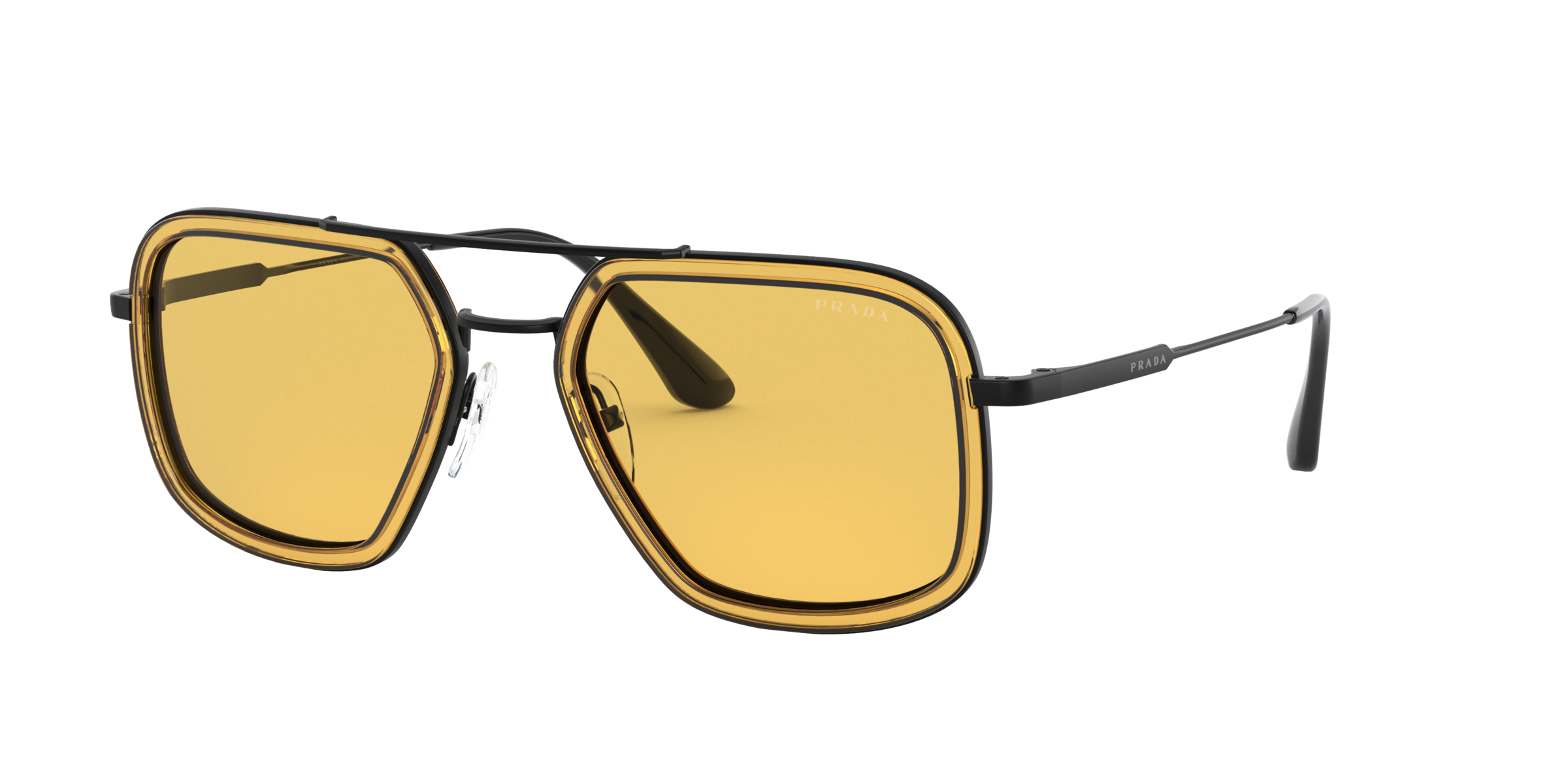 Prada PR 57XS Orange/Gunmetal 03A0B7 three-quarter view