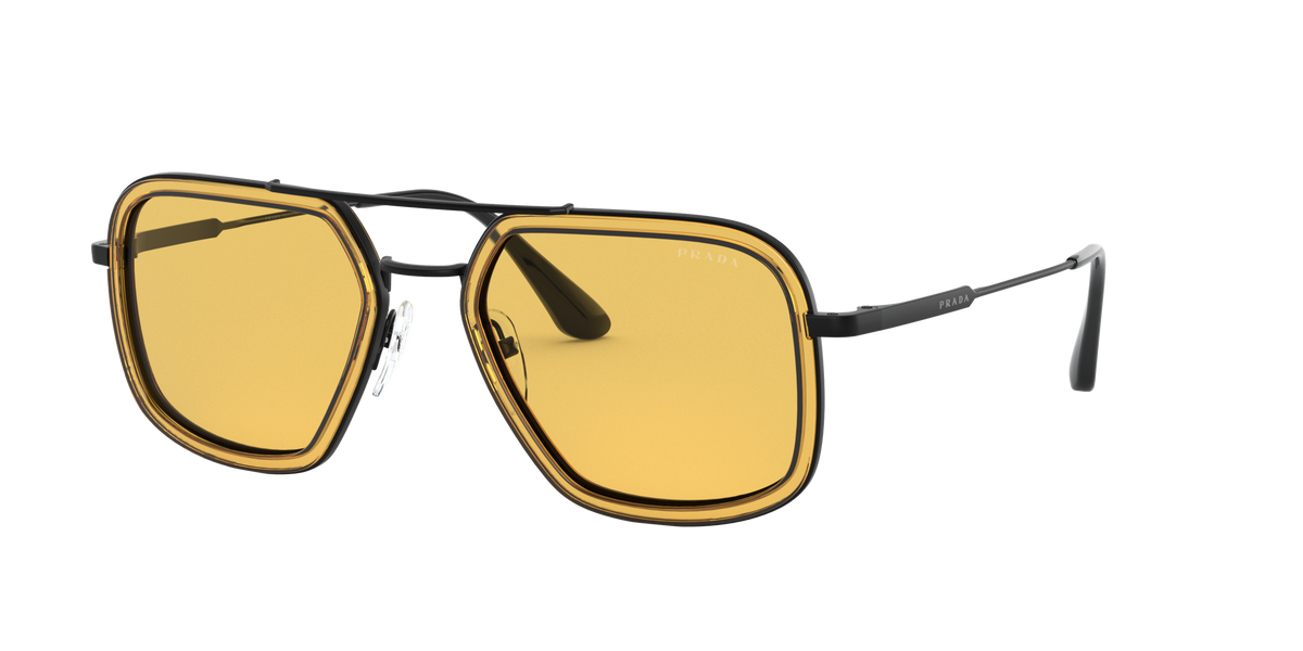 Prada PR 57XS Orange/Gunmetal 03A0B7 three-quarter view