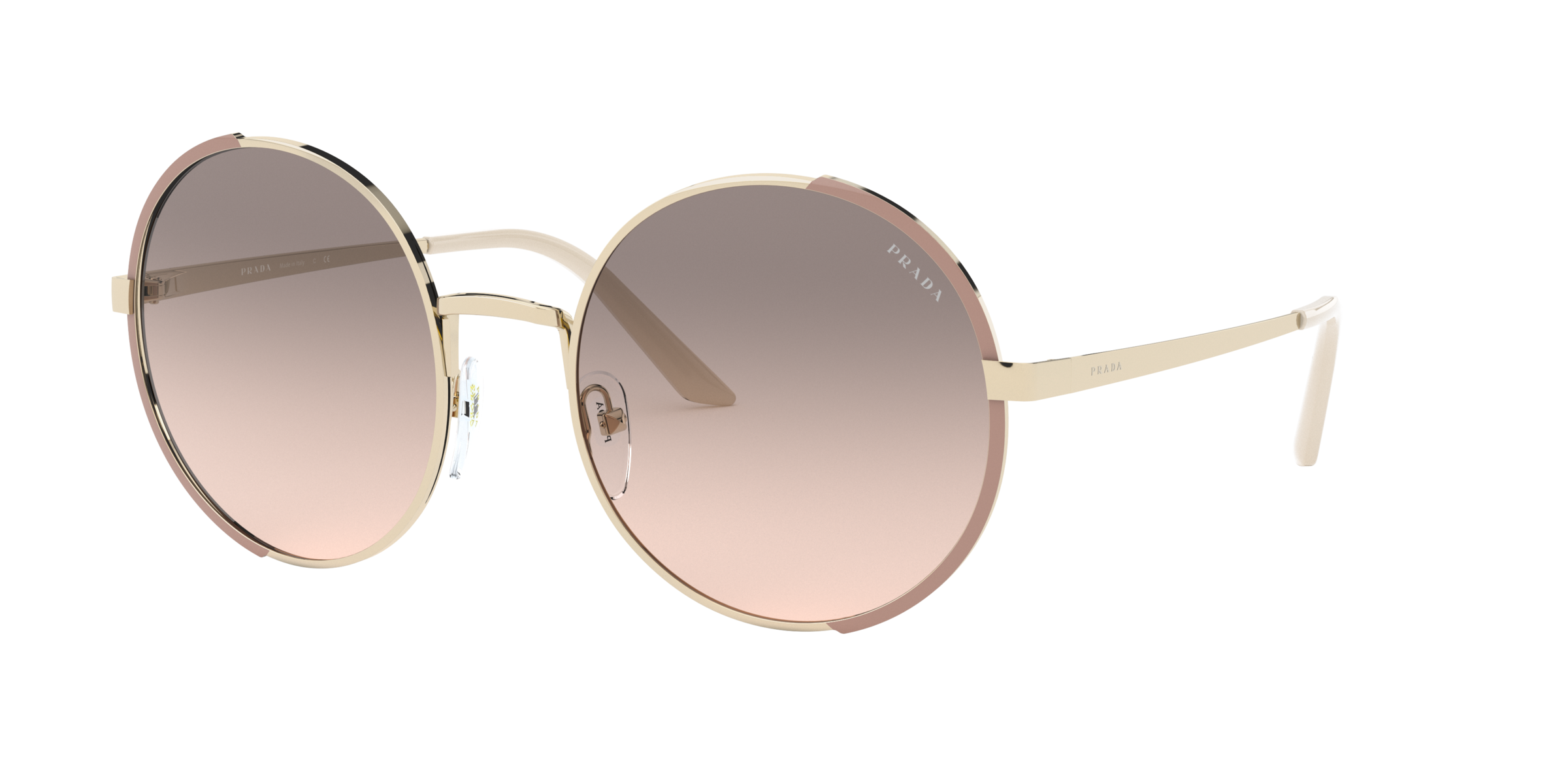 Prada PR 59XS Pale Gold/Matte Pink 07B4K0 three-quarter view