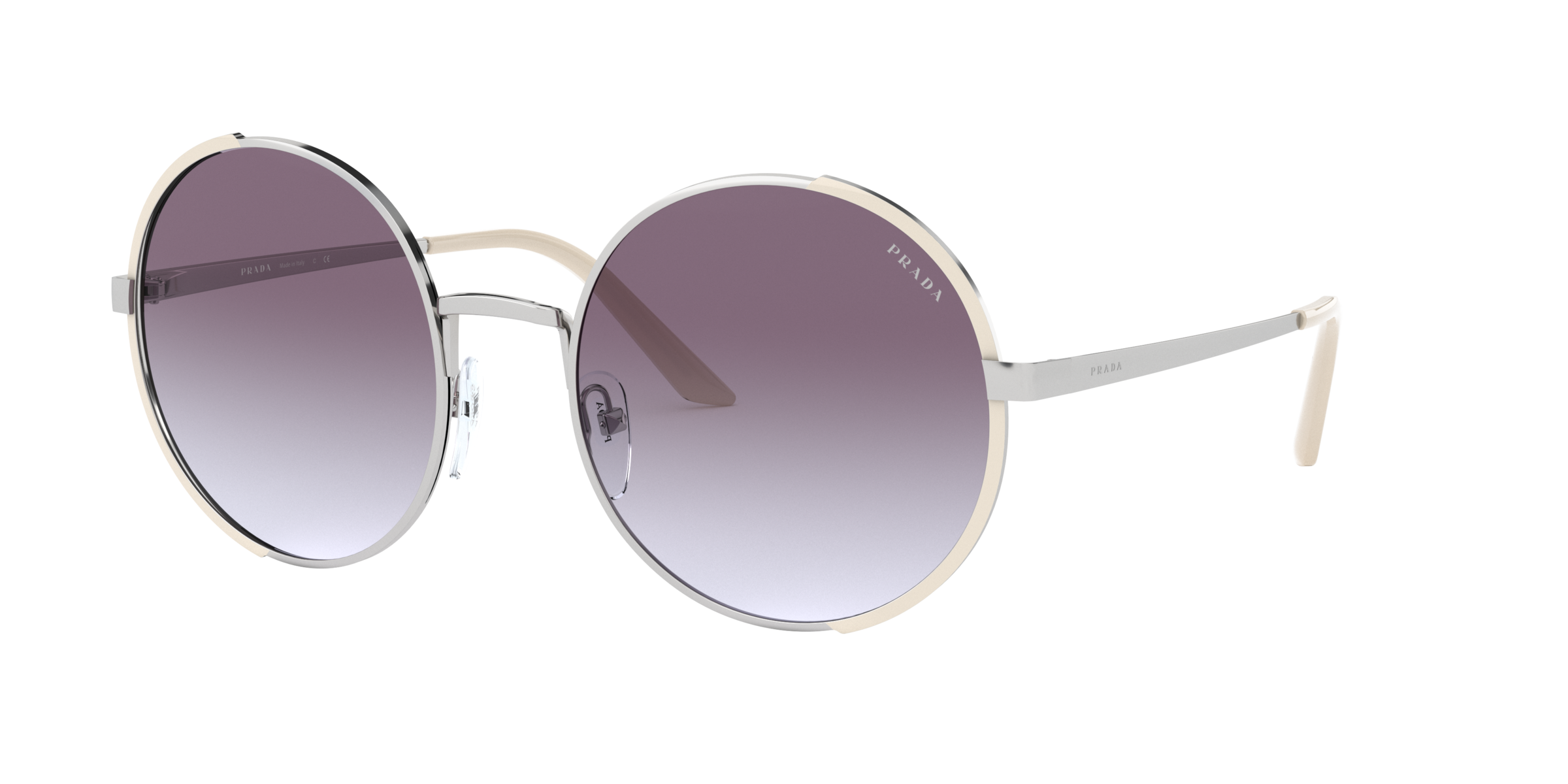 Prada PR 59XS Silver/Ivory 08B4W1 three-quarter view