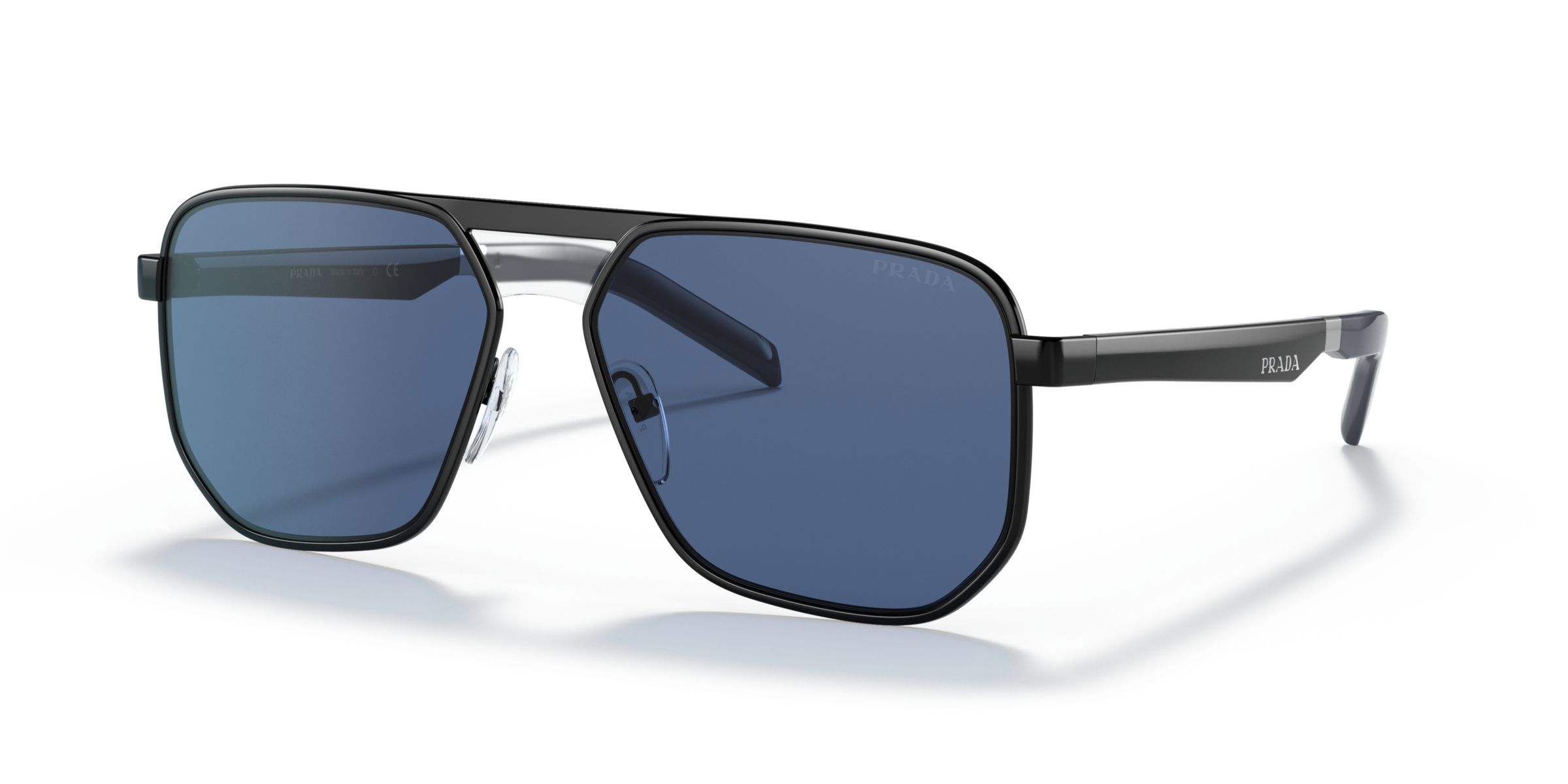 Prada PR 60WS Black/Blue 09S06A three-quarter view