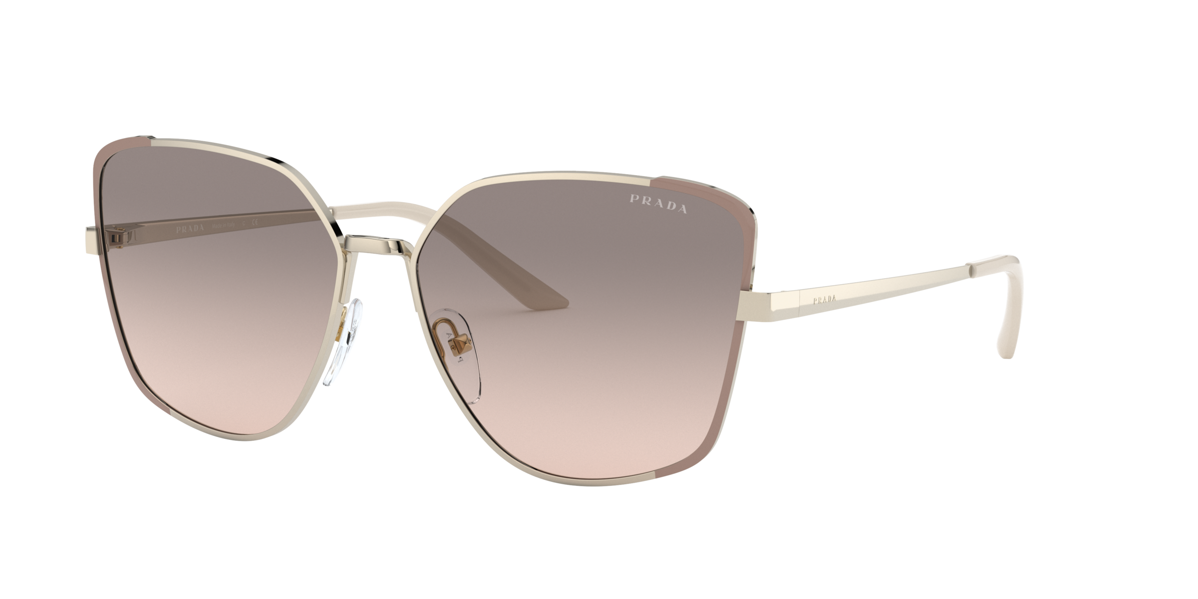 Prada PR 60XS Pale Gold/Matte Pink 07B4K0 three-quarter view