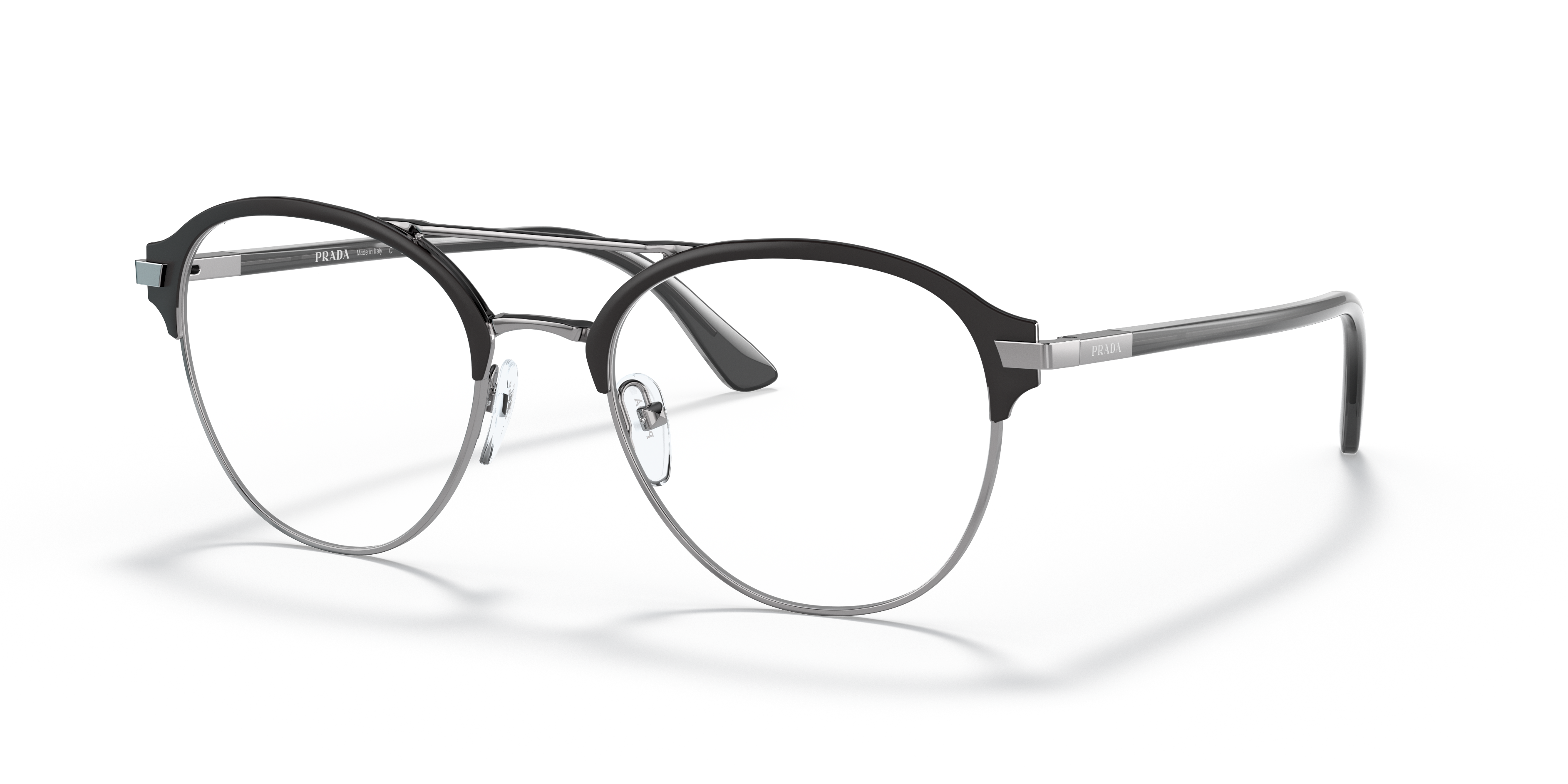 Prada PR 61WV Matte Black/Gunmetal 02G1O1 three-quarter view