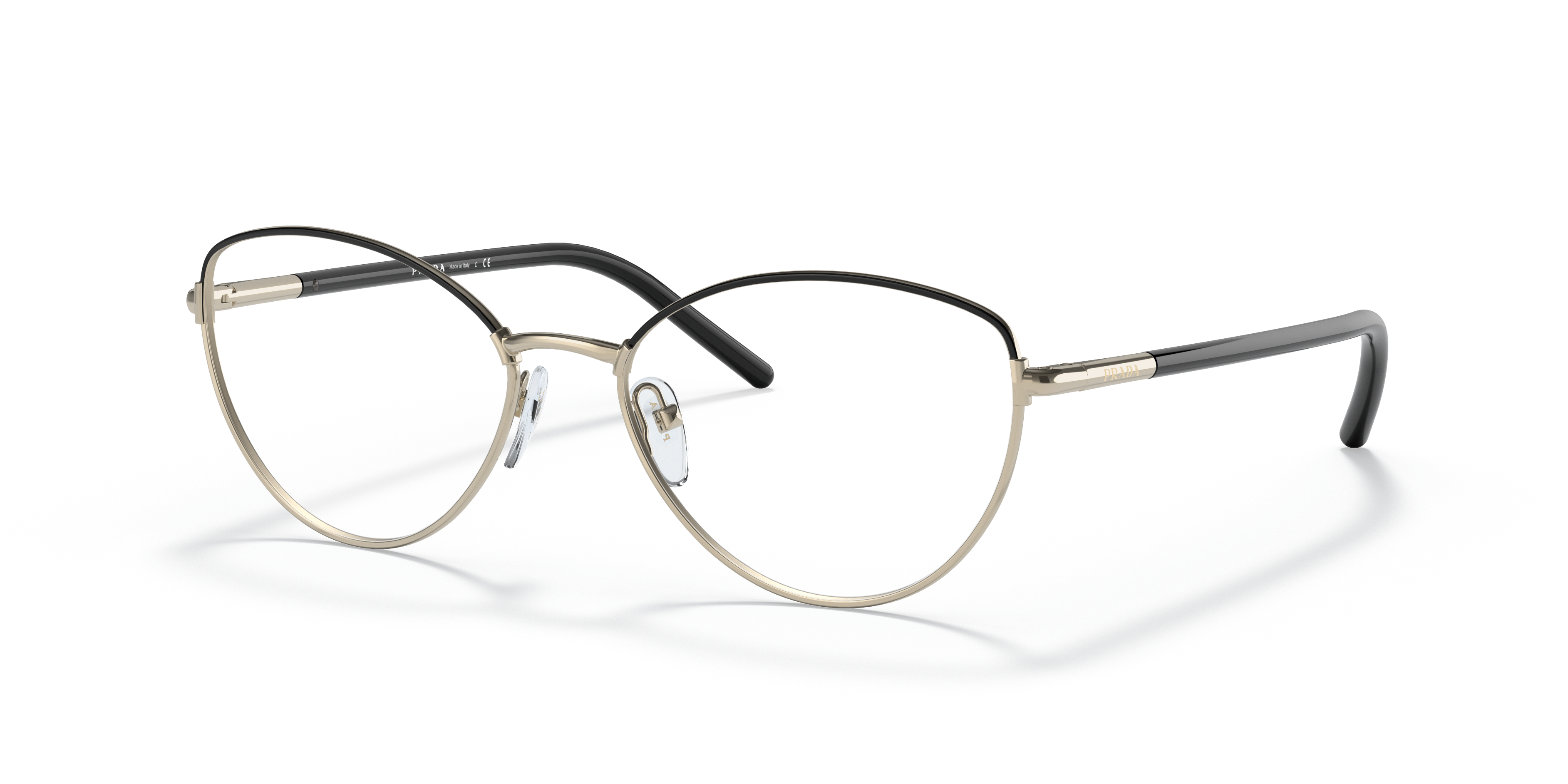 Prada PR 62WV Black/Pale Gold AAV1O1 three-quarter view