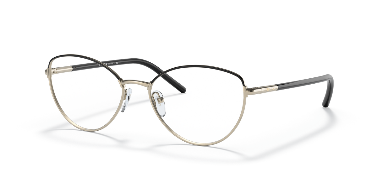 Prada PR 62WV Black/Pale Gold AAV1O1 three-quarter view