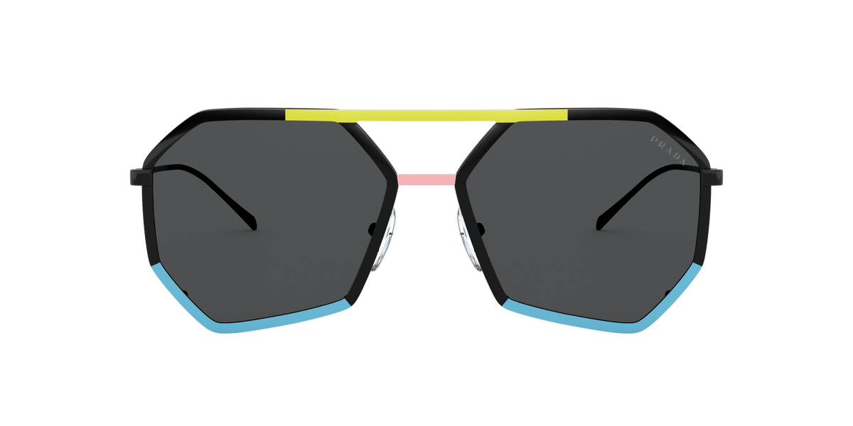 Prada PR 62XS Black/Blue/Yellow 0A903A three-quarter view