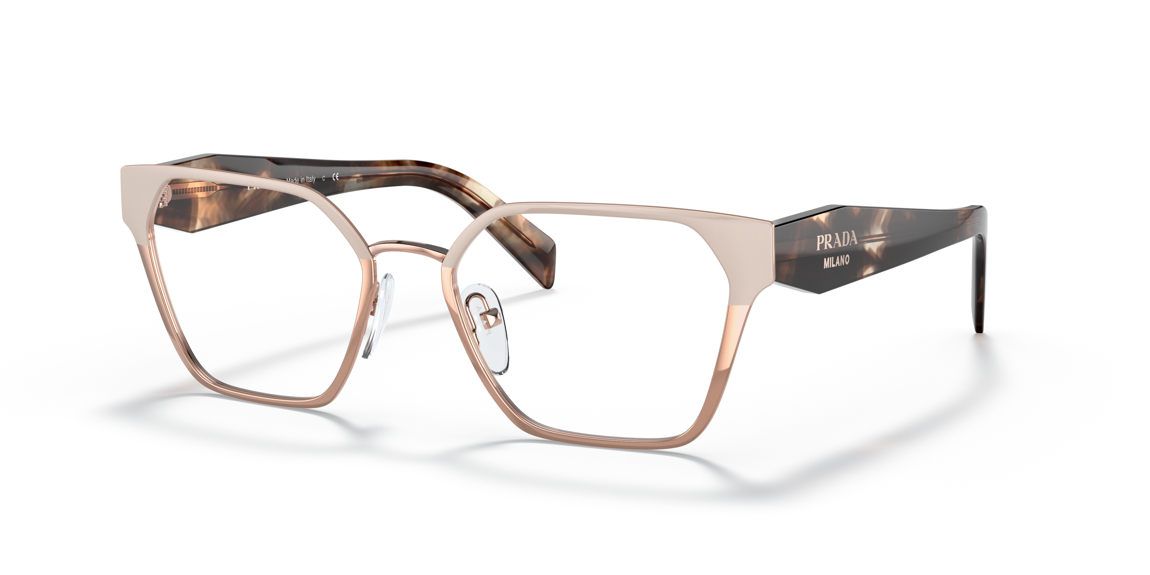 Prada PR 63WV Powder/Pink Gold 05L1O1 three-quarter view