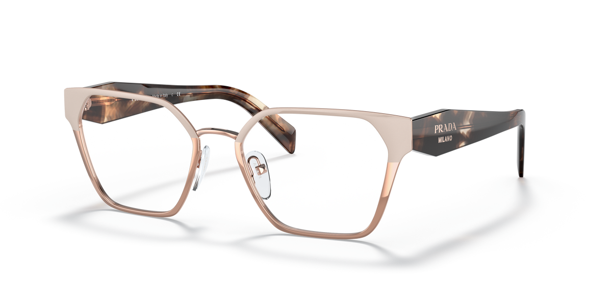 Prada PR 63WV Powder/Pink Gold 05L1O1 three-quarter view