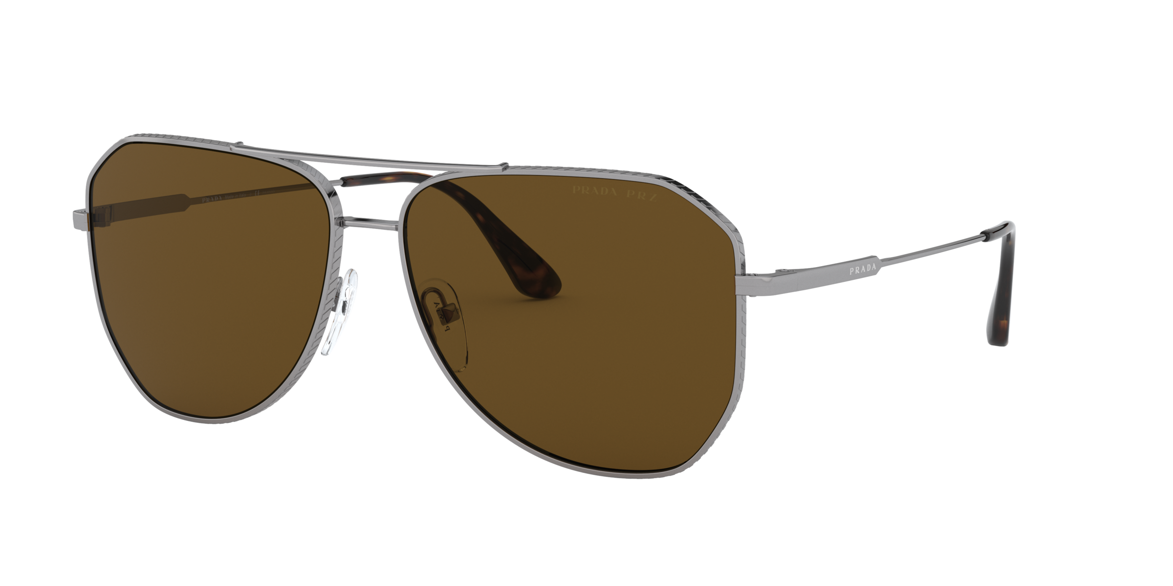 Prada PR 63XS Gunmetal 5AV01D three-quarter view