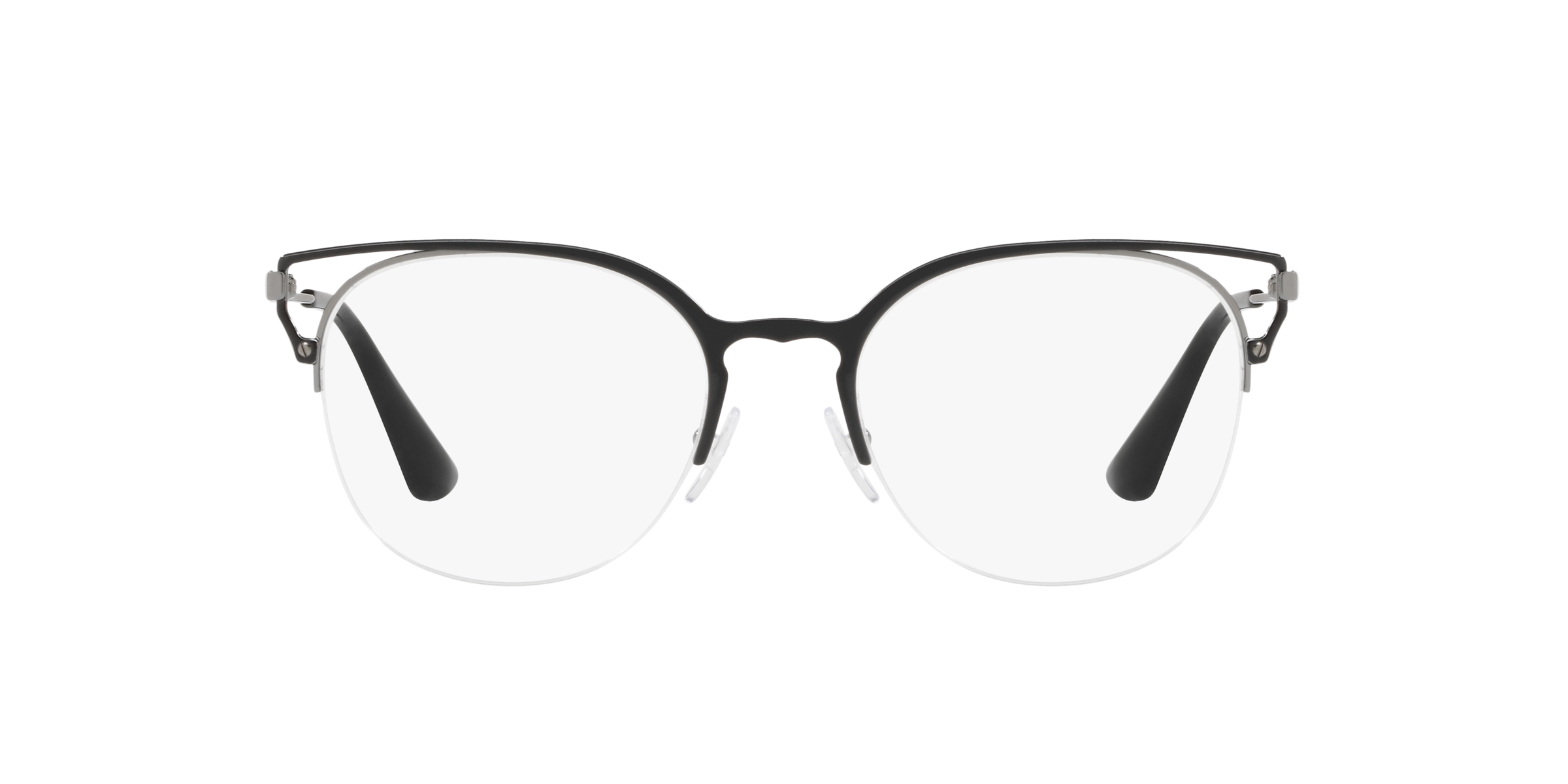Prada PR 64UV Black/Gunmetal M4Y1O1 three-quarter view