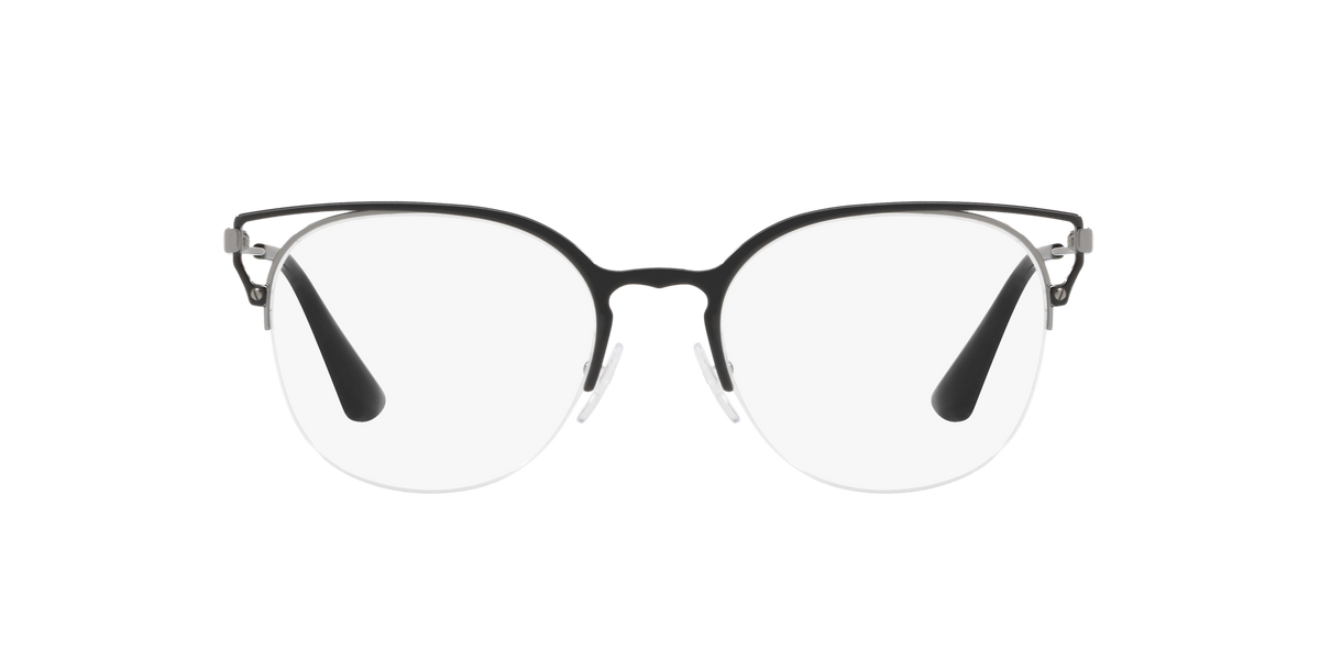 Prada PR 64UV Black/Gunmetal M4Y1O1 three-quarter view