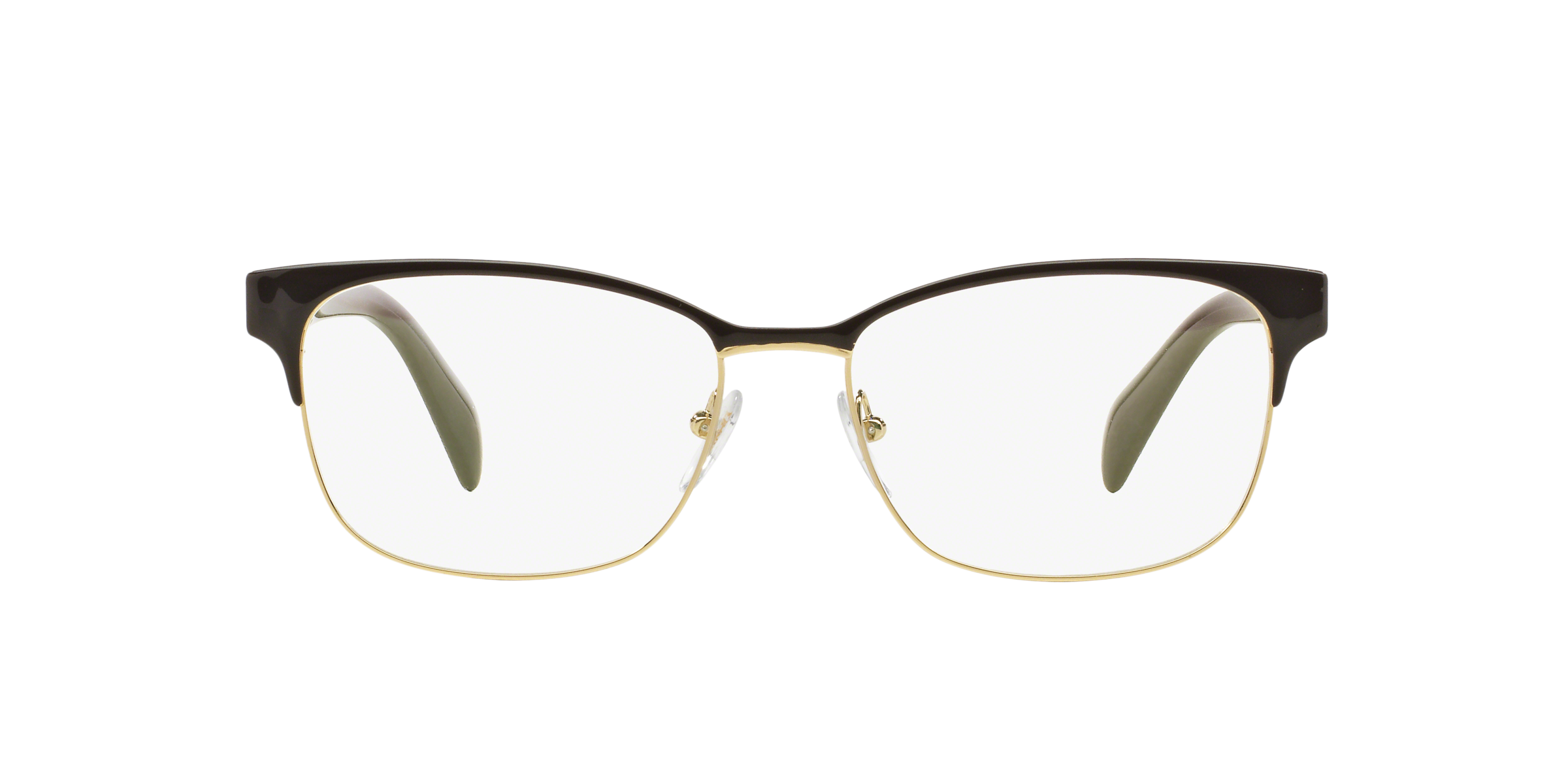 Prada PR 65RV Brown On Pale Gold DHO1O1 three-quarter view
