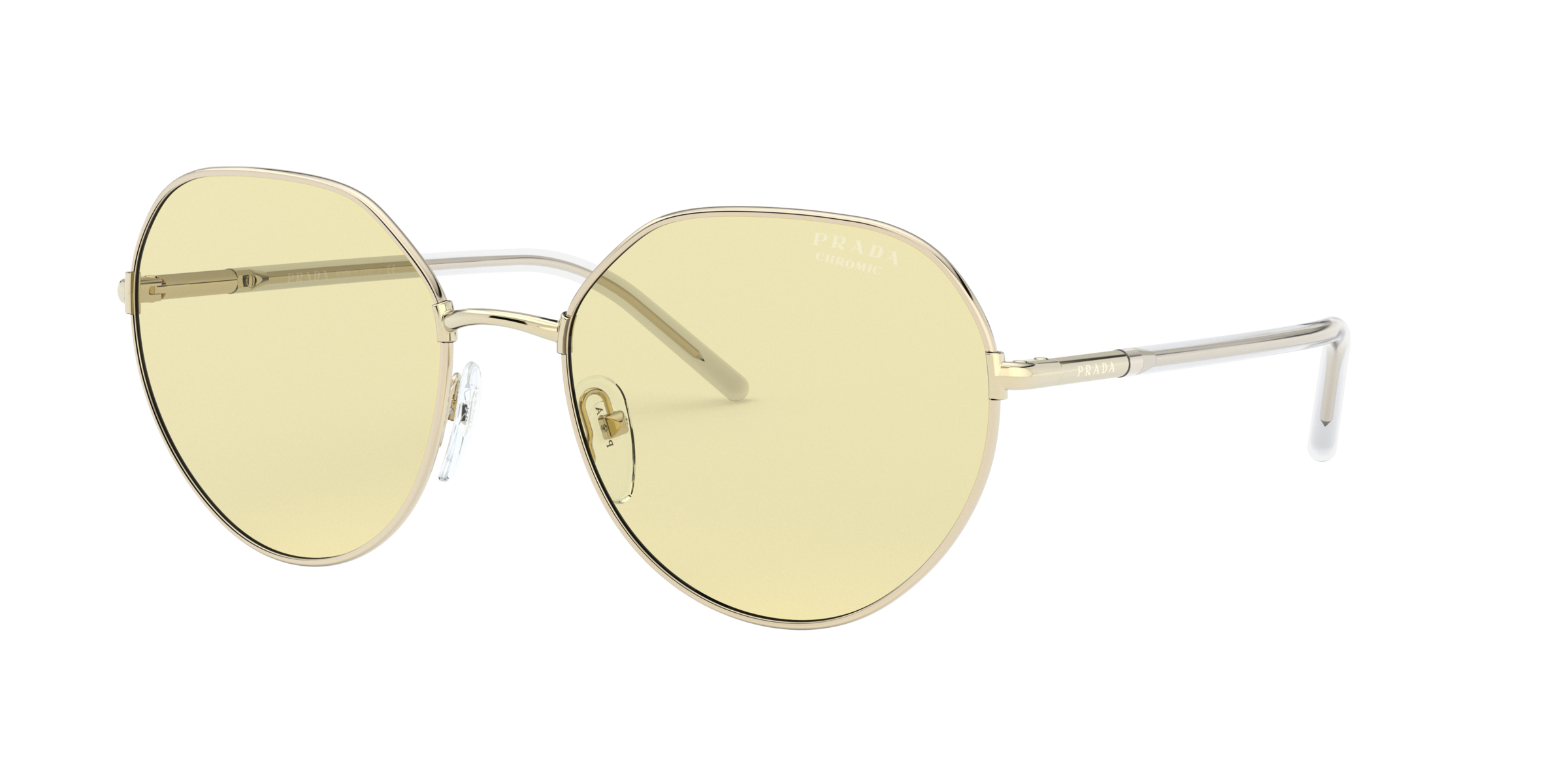 Prada PR 65XS Pale Gold ZVN01F three-quarter view