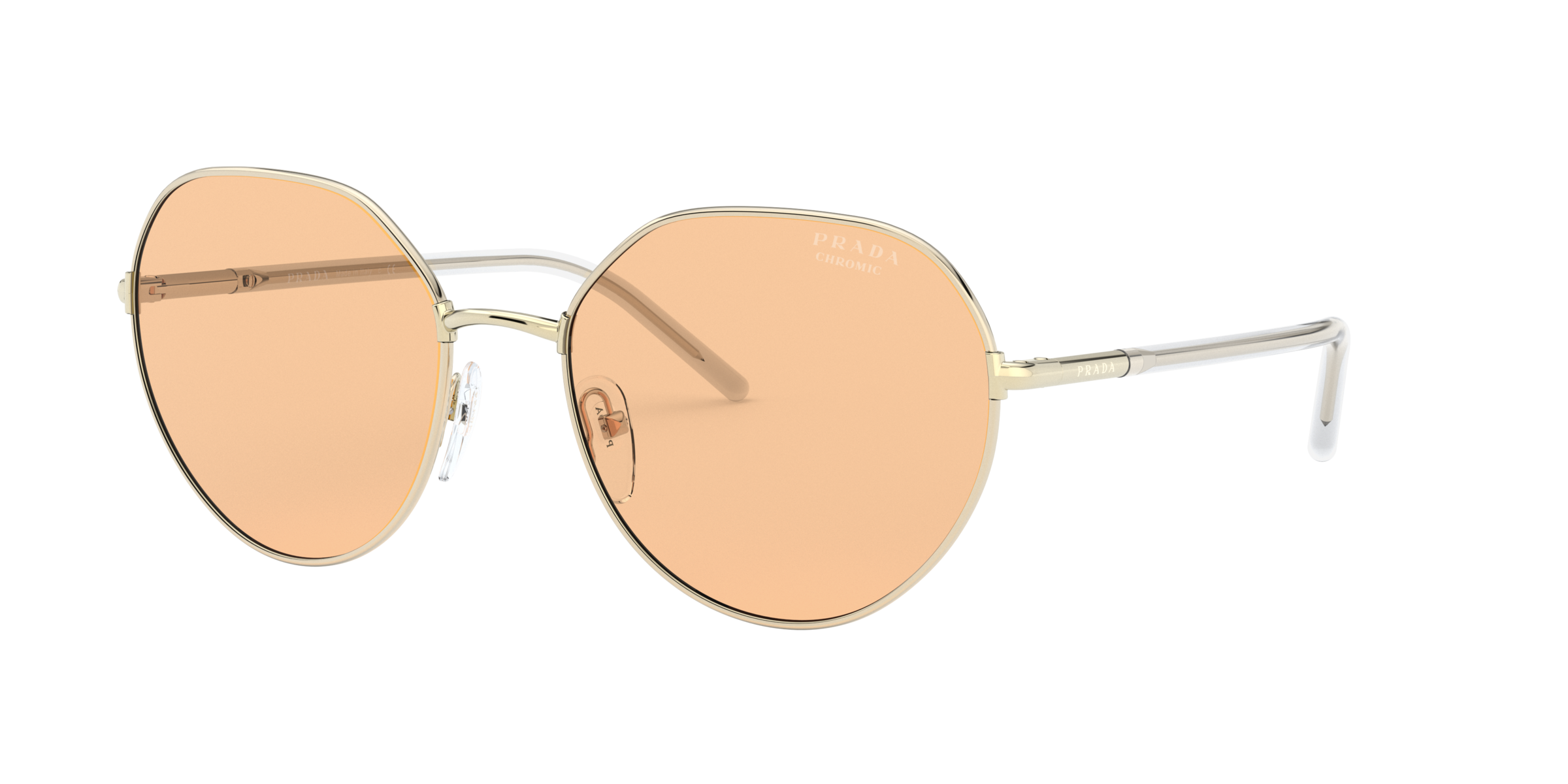 Prada PR 65XS Pale Gold ZVN09D three-quarter view