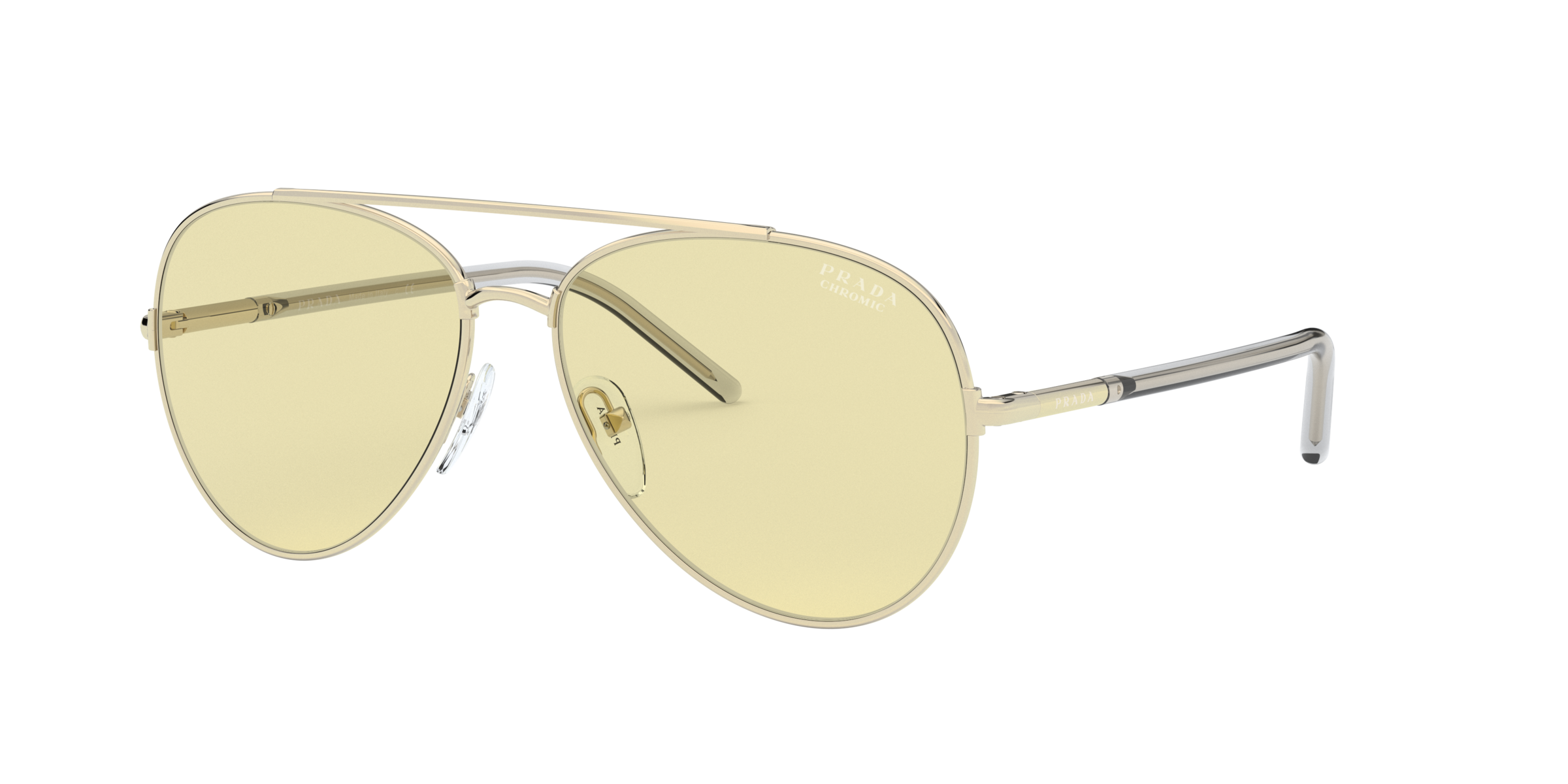 Prada PR 66XS Pale Gold ZVN01F three-quarter view