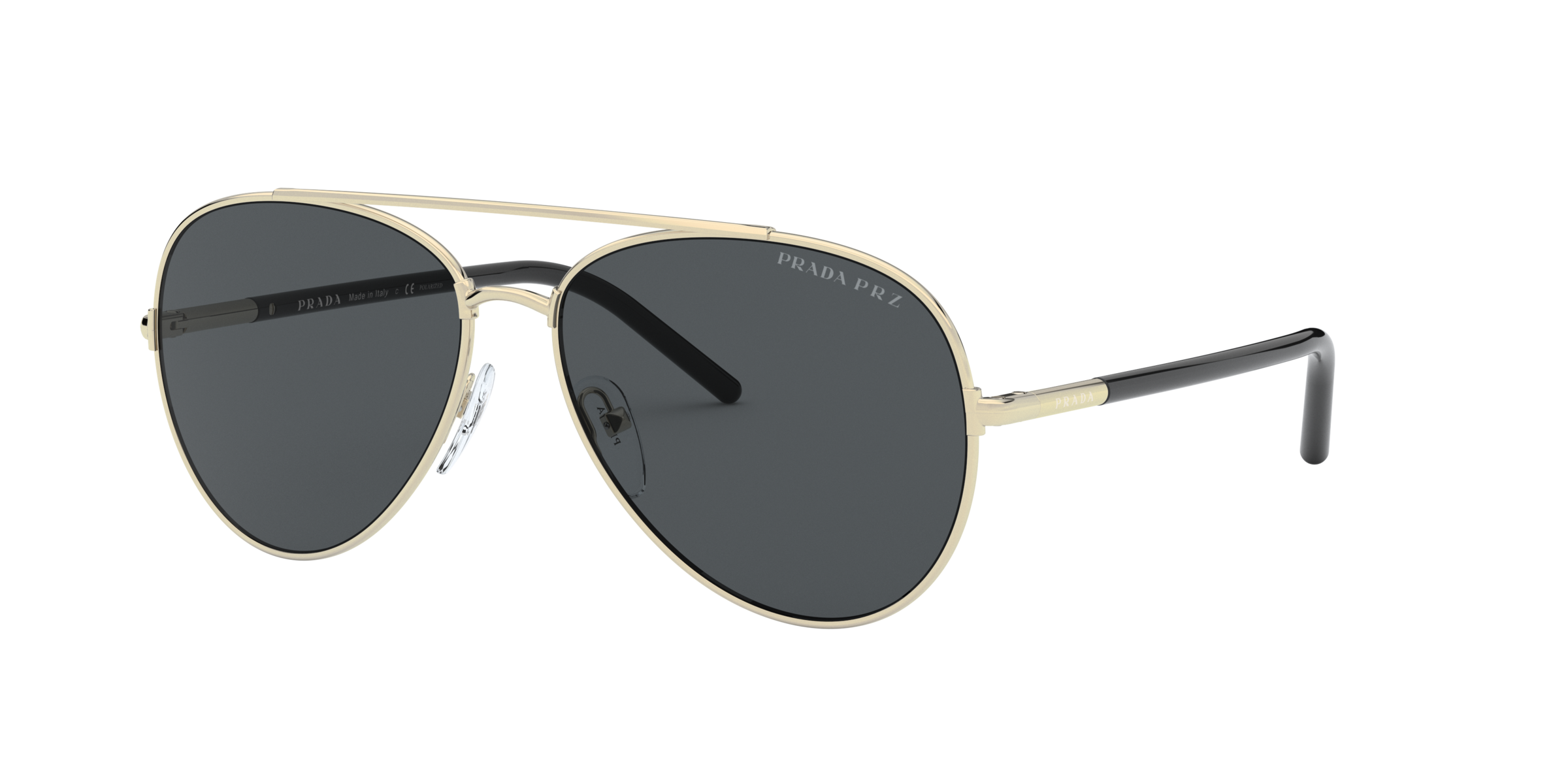 Prada PR 66XS Pale Gold ZVN5Z1 three-quarter view