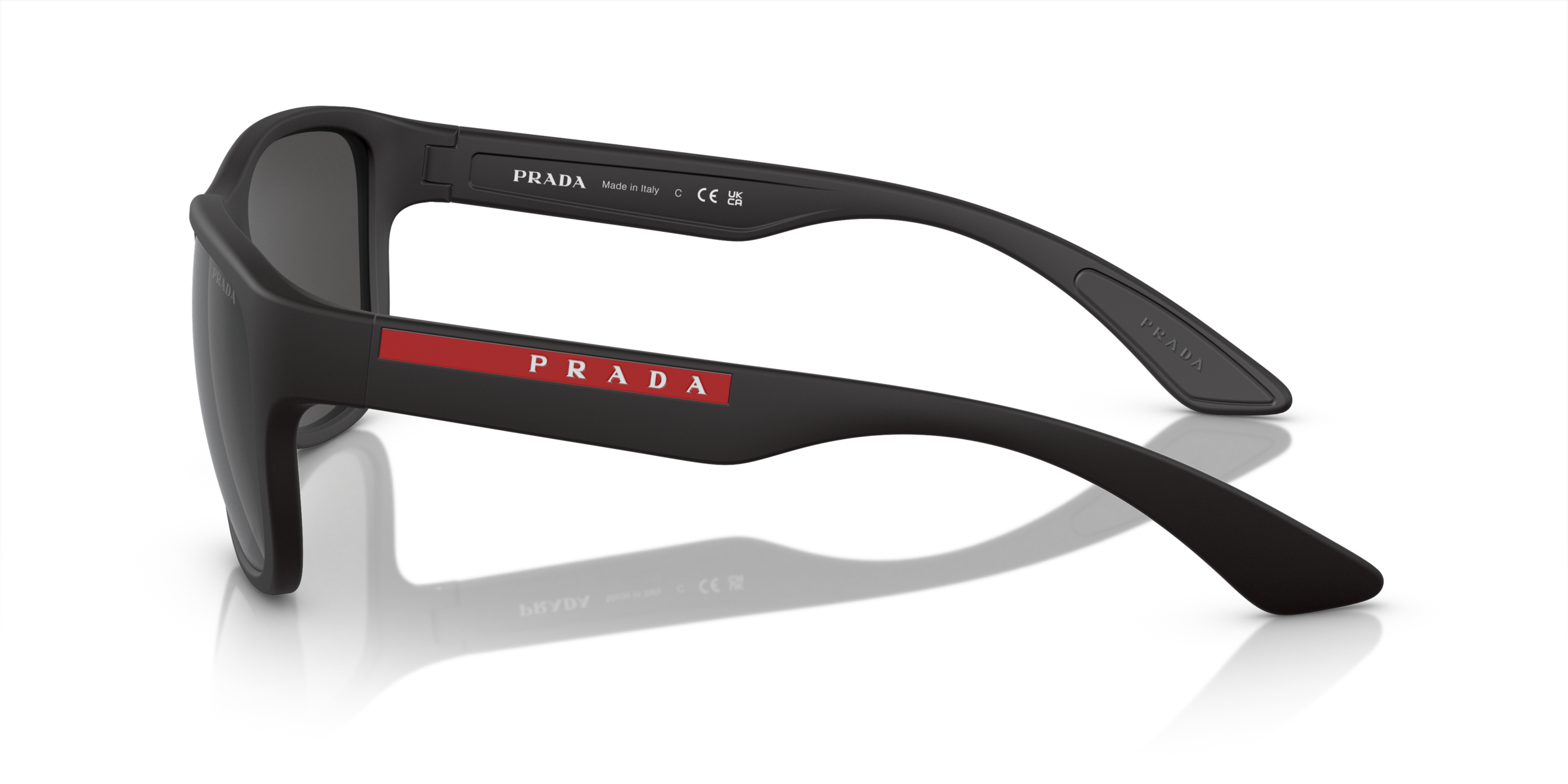 Prada Linea Rossa PS 01US Black Rubber DG05S0 side view