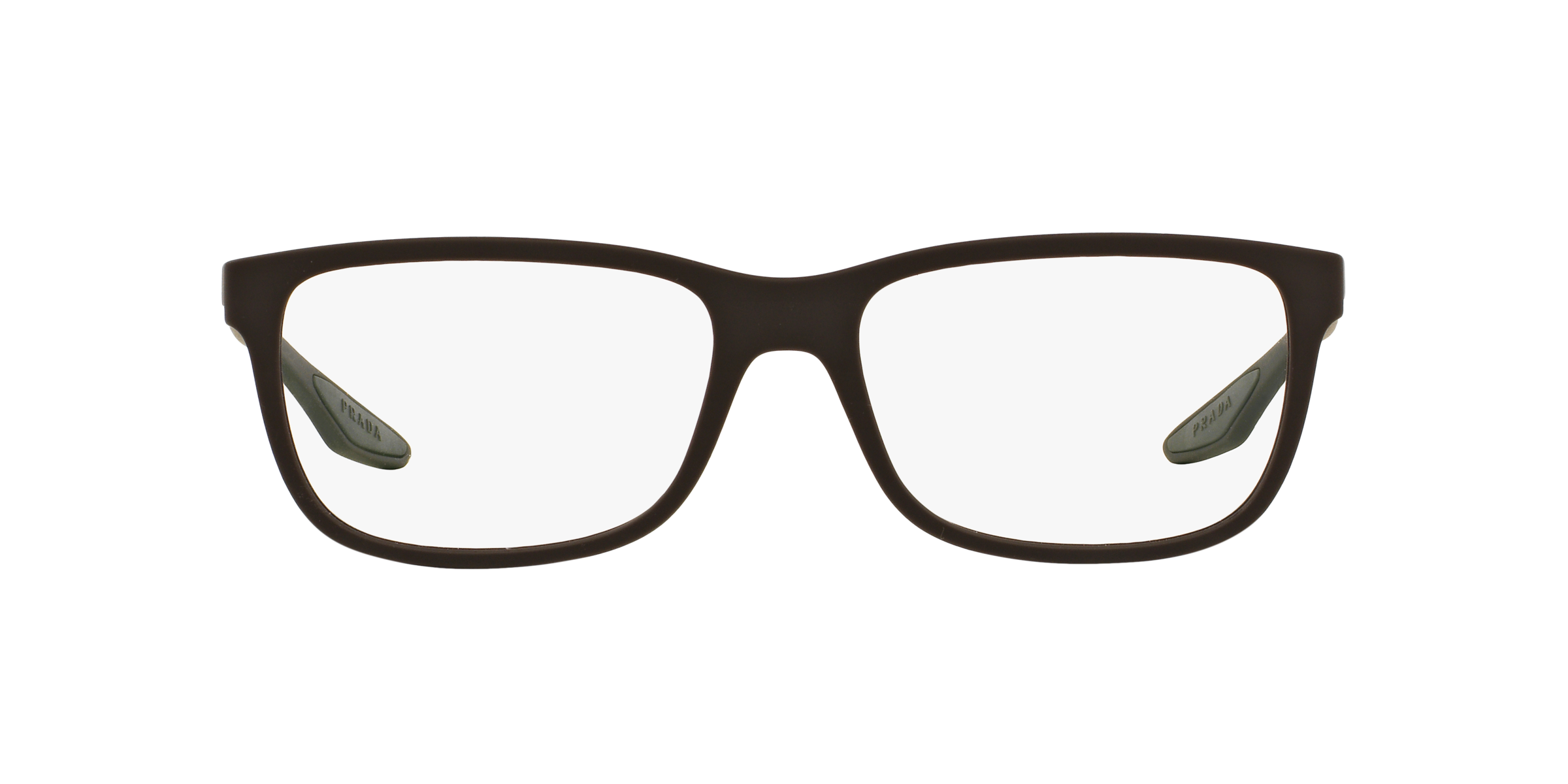 Prada Linea Rossa PS 02GV Brown Rubber UB01O1 three-quarter view