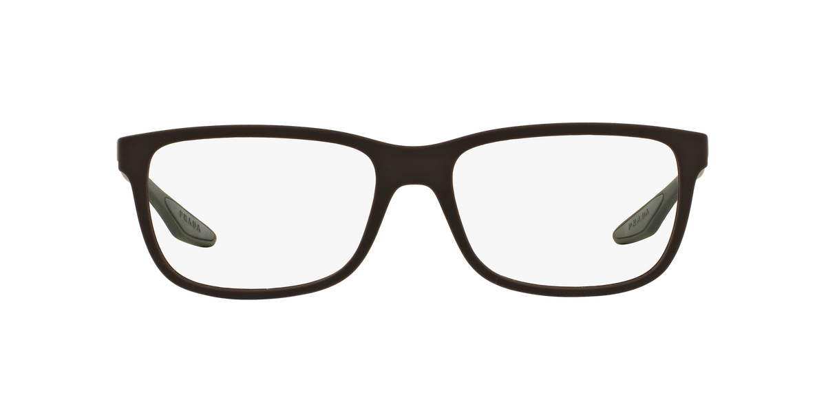 Prada Linea Rossa PS 02GV Brown Rubber UB01O1 three-quarter view