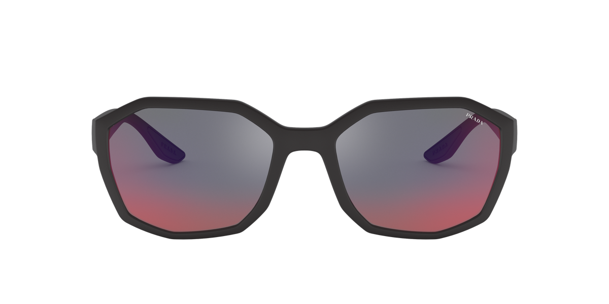 Prada Linea Rossa PS 02VS Black Rubber DG09Q1 three-quarter view