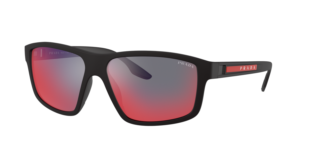 Prada Linea Rossa PS 02XS Black Rubber DG008F three-quarter view