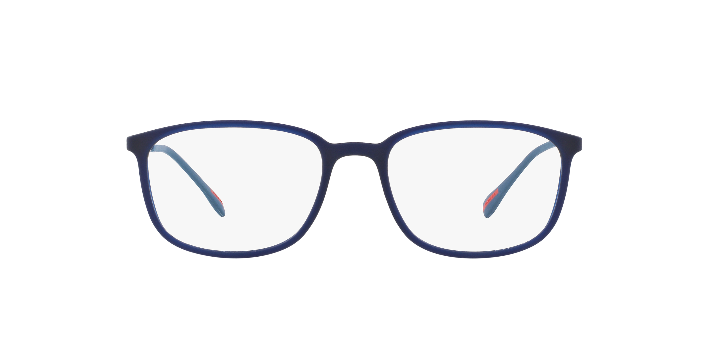 Prada Linea Rossa PS 03HV Transparent Blue Rubber U631O1 three-quarter view