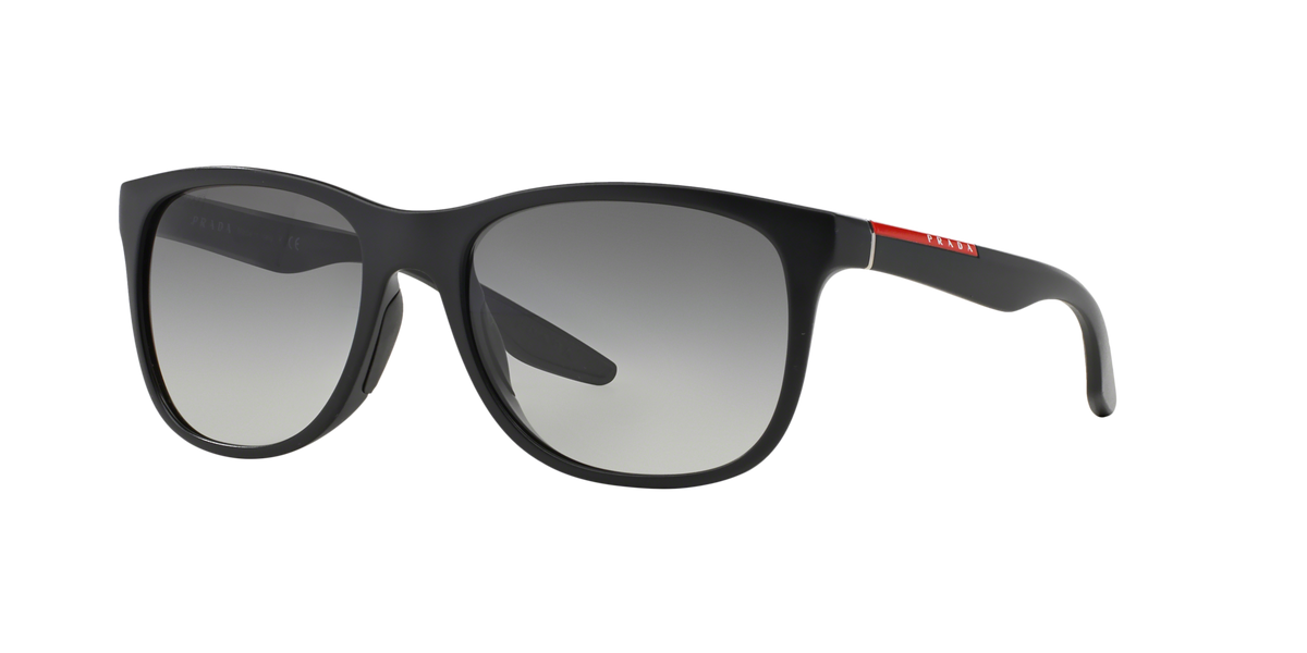 Prada Linea Rossa PS 03OS Black Demi Shiny 1BO3M1 three-quarter view
