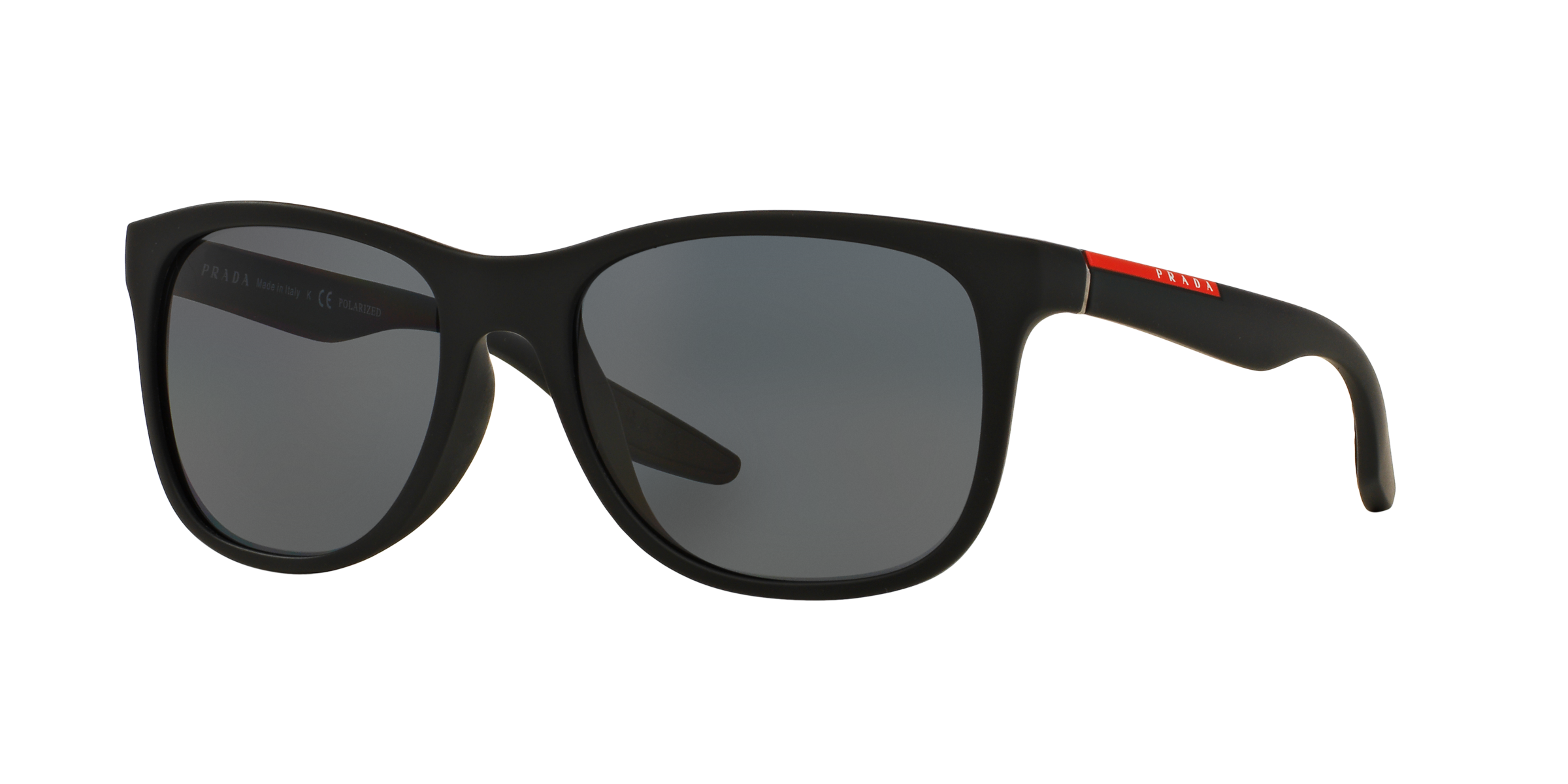 Prada Linea Rossa PS 03OS Black Rubber DG05Z1 three-quarter view