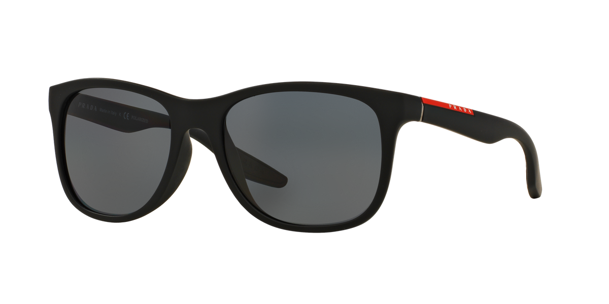 Prada Linea Rossa PS 03OS Black Rubber DG05Z1 three-quarter view