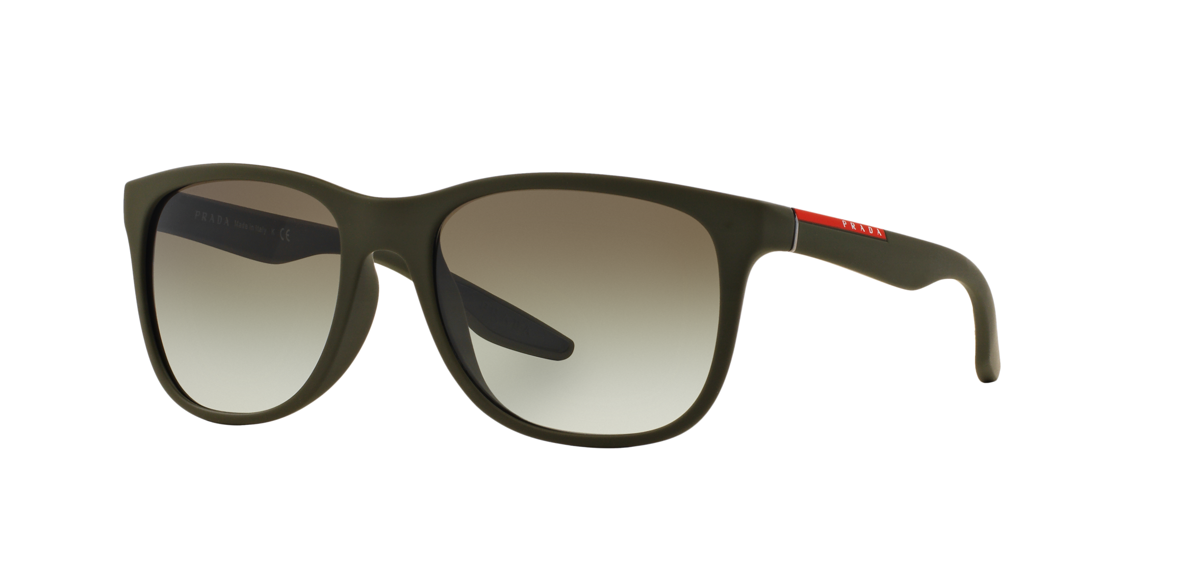 Prada Linea Rossa PS 03OS Green Rubber UBW4M1 three-quarter view