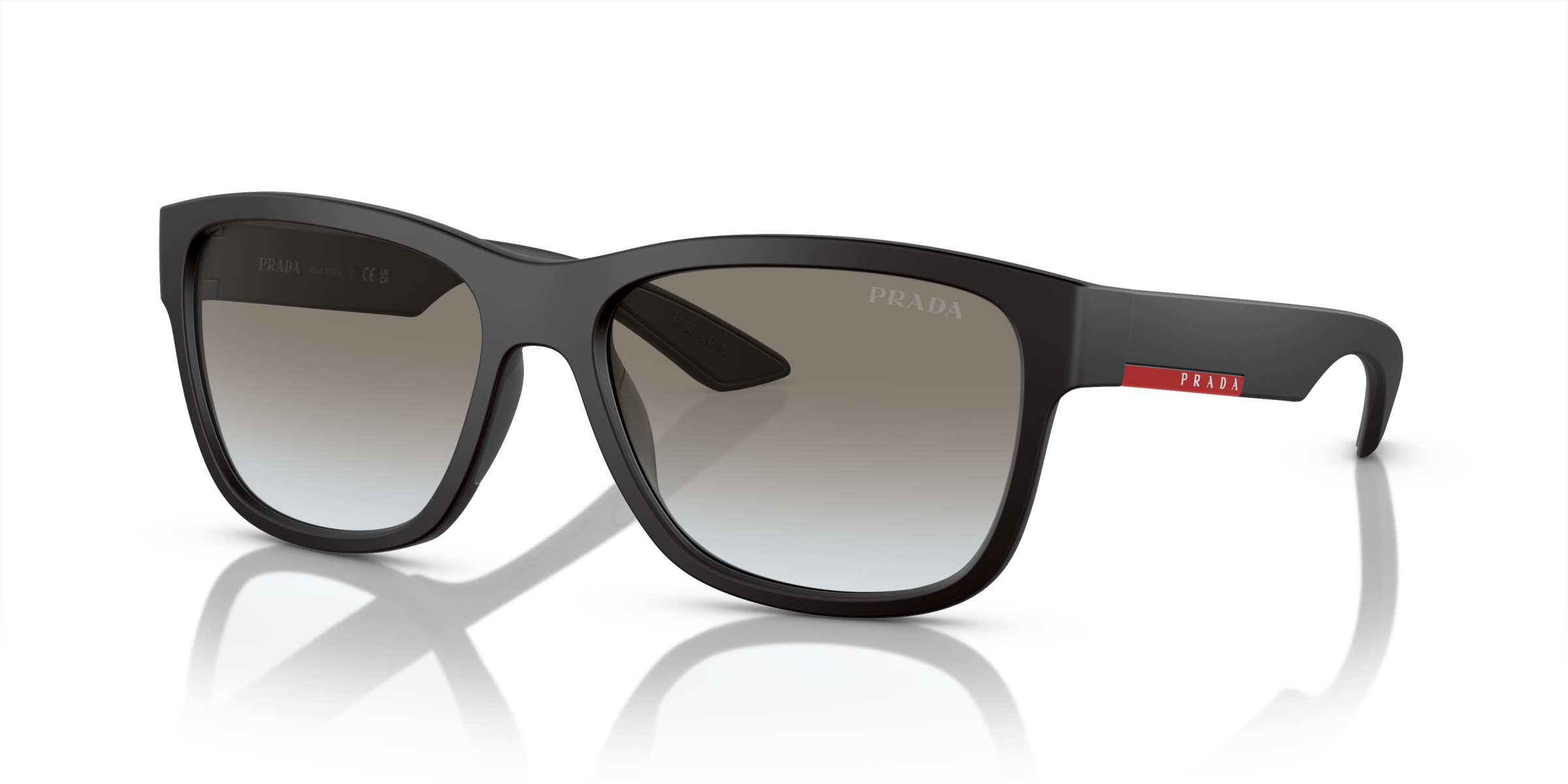 Prada Linea Rossa PS 03QS Black Rubber DG00A7 three-quarter view