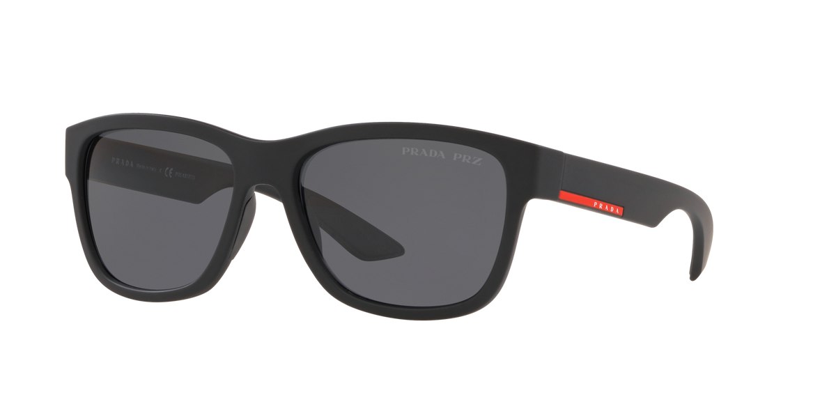 Prada Linea Rossa PS 03QS Black Rubber DG05Z1 three-quarter view