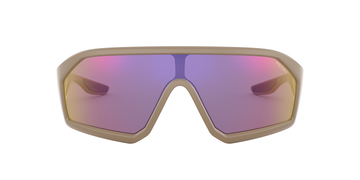 Prada Linea Rossa PS 03VS Light Brown Demishiny 01B04A three-quarter view