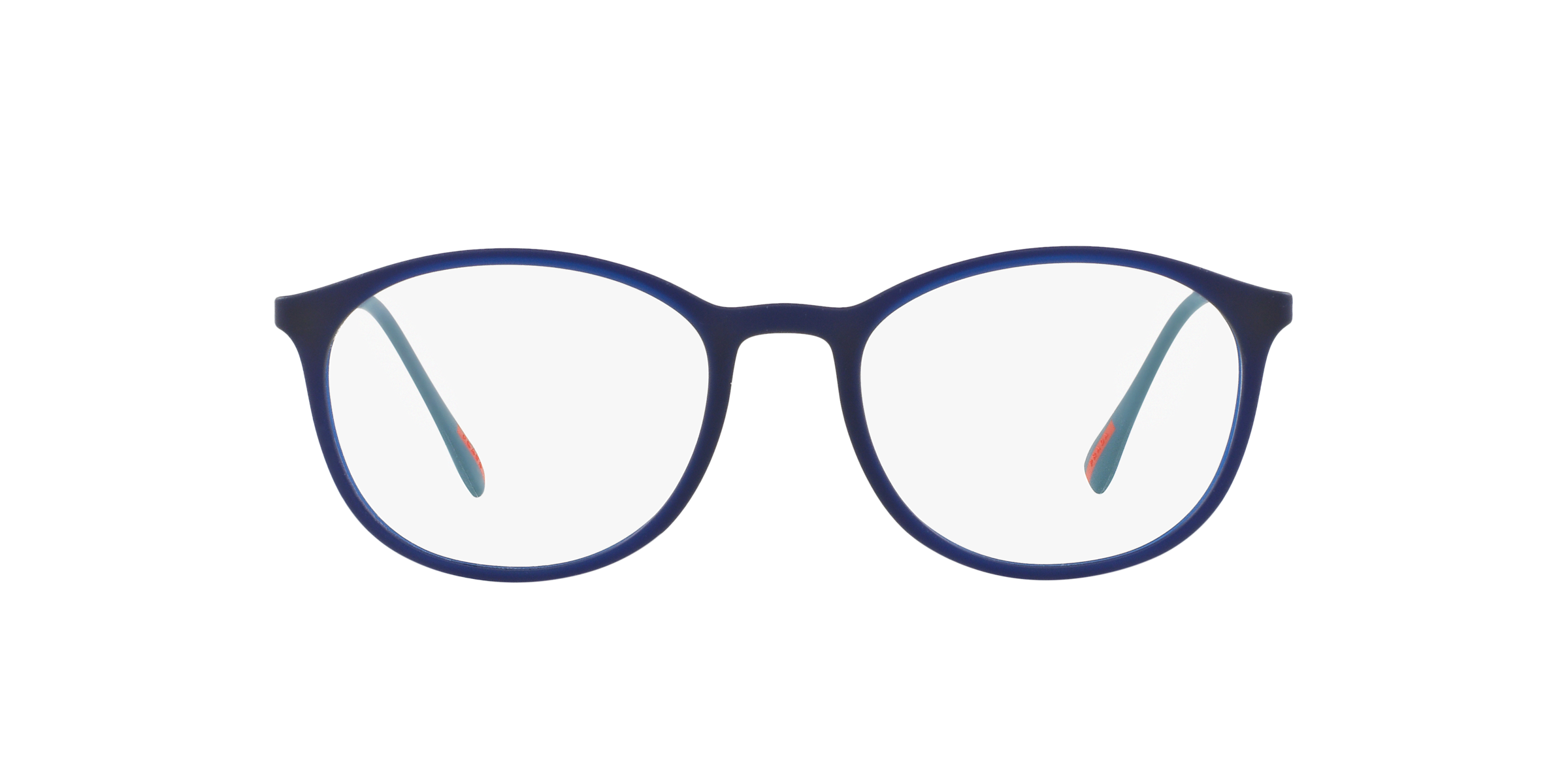 Prada Linea Rossa PS 04HV Transparent Blue Rubber U631O1 three-quarter view