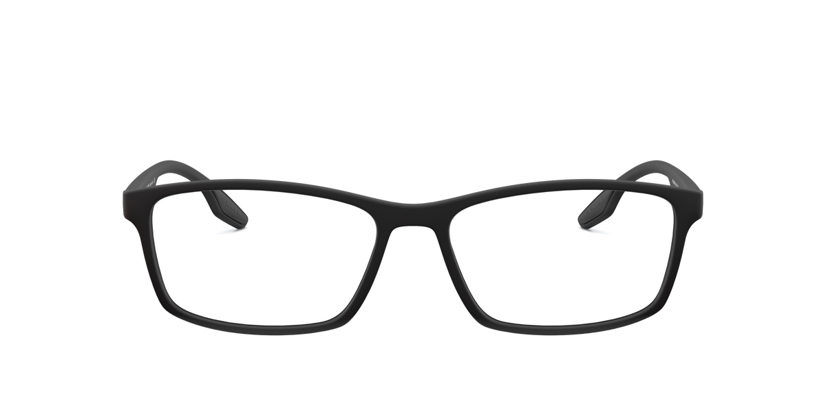 Prada Linea Rossa PS 04MV Black Rubber DG01O1 three-quarter view