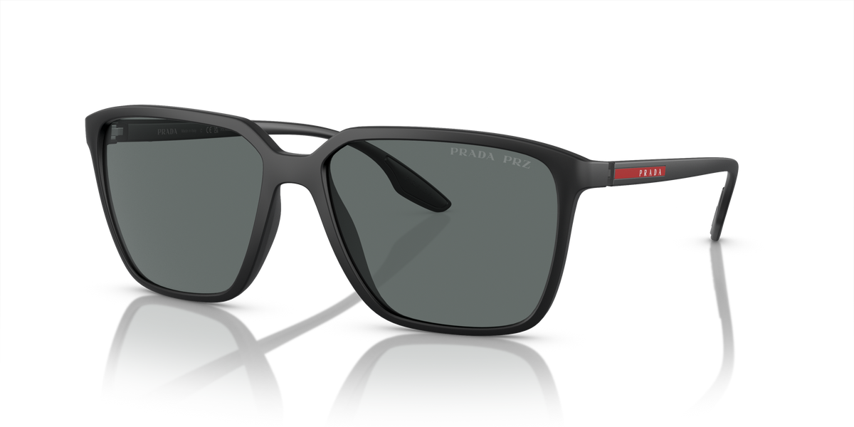 Prada Linea Rossa PS 06VS Black Demi-Shiny 1BO5Z1 three-quarter view