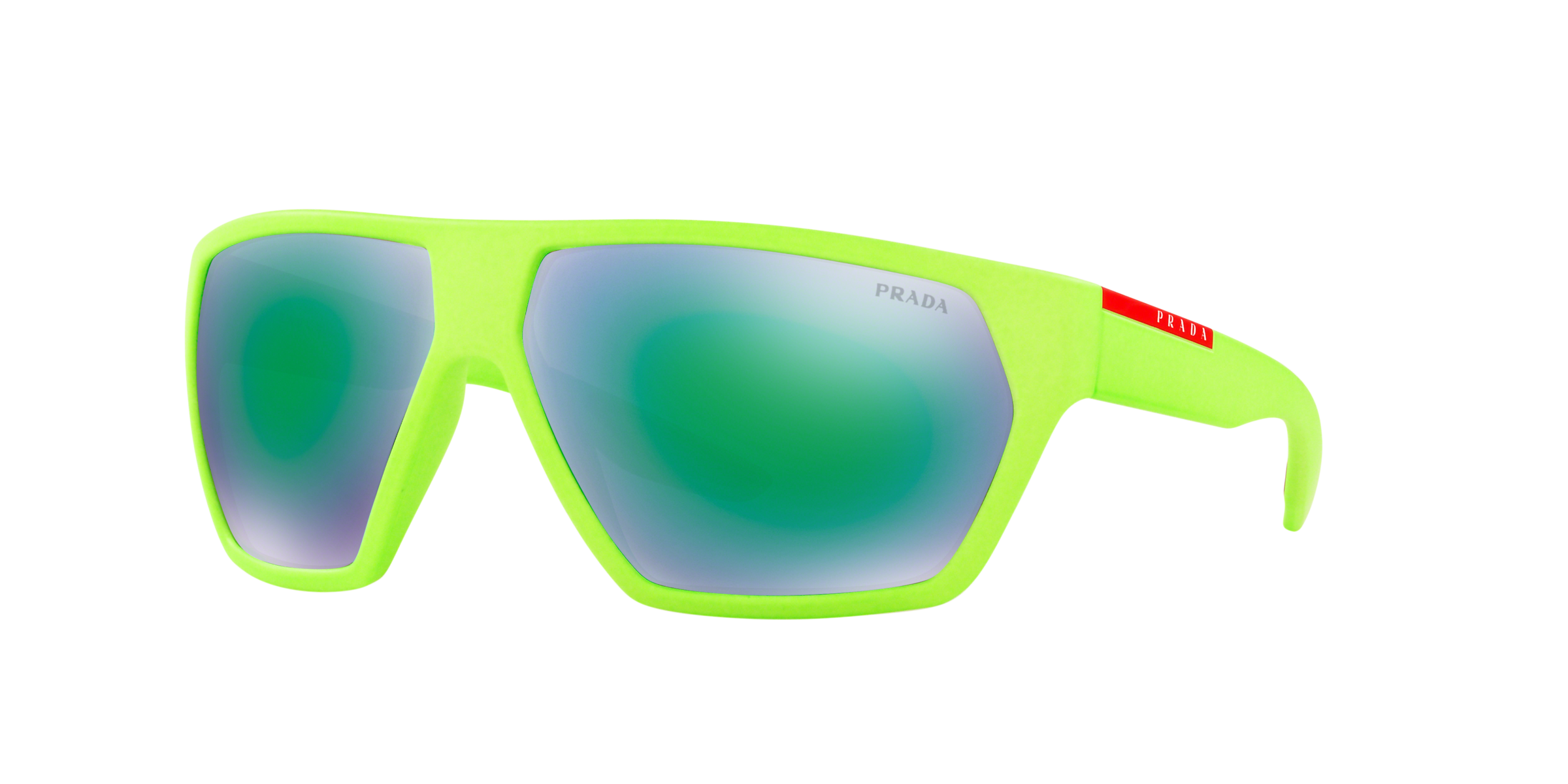 Prada Linea Rossa PS 08US Fluo Green Rubber 4471M2 three-quarter view
