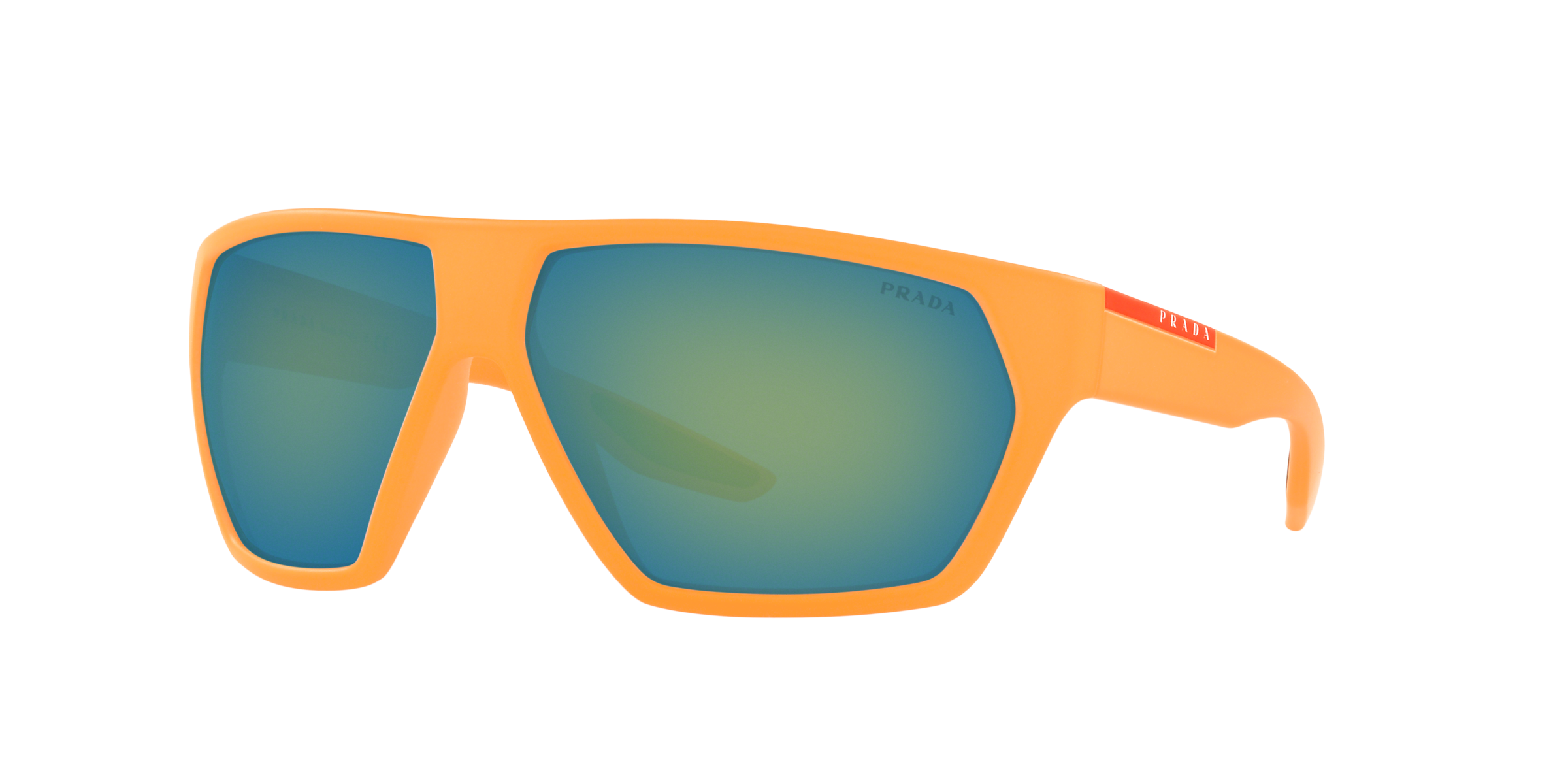 Prada Linea Rossa PS 08US Fluo Orange Rubber 4484J2 three-quarter view