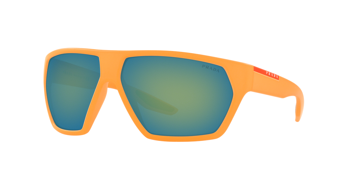 Prada Linea Rossa PS 08US Fluo Orange Rubber 4484J2 three-quarter view