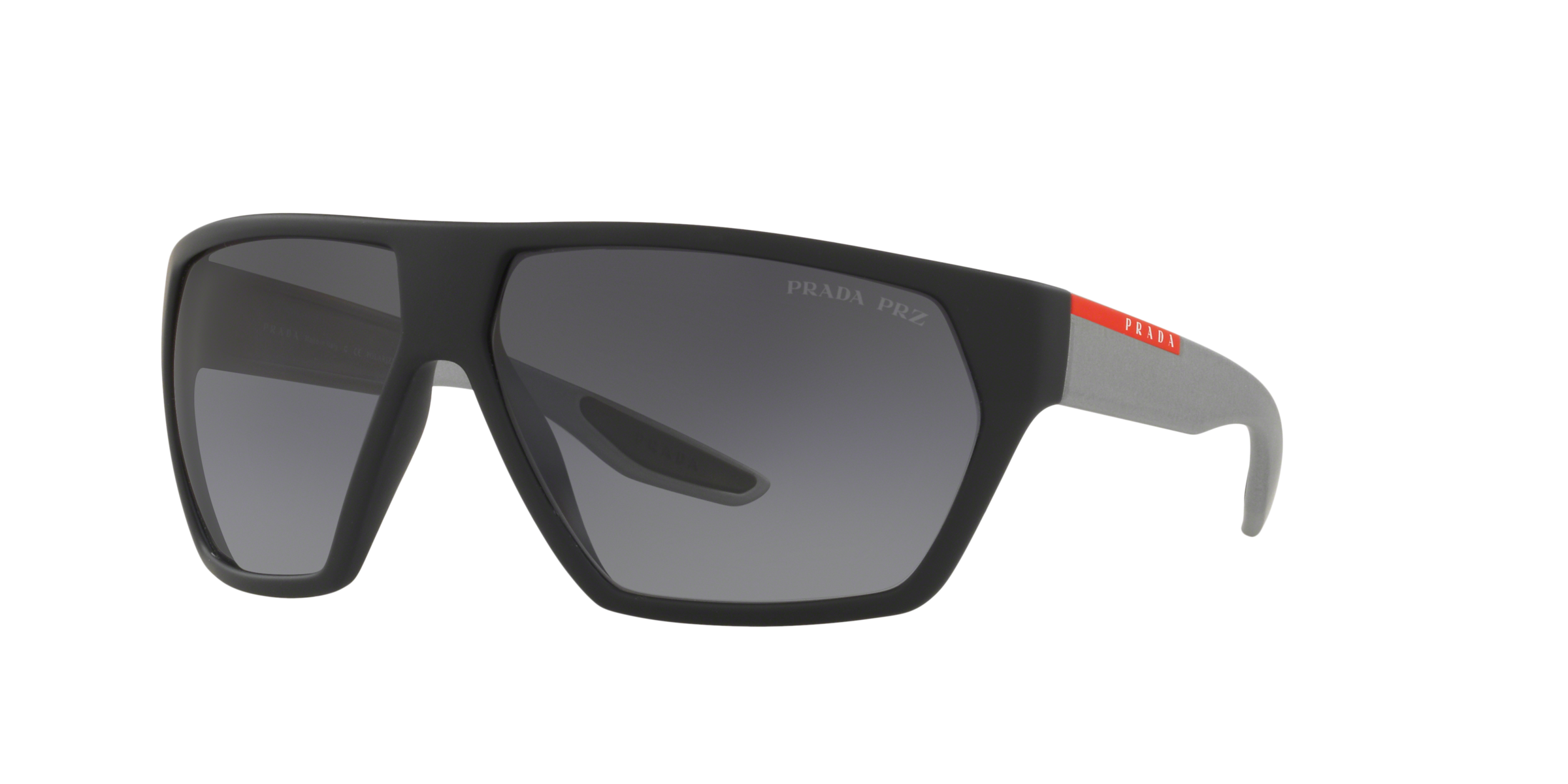Prada Linea Rossa PS 08US Black Rubber 4535W1 three-quarter view