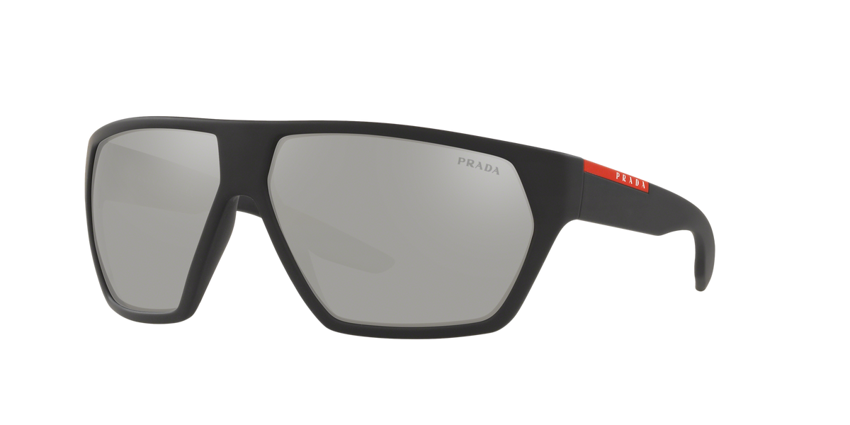 Prada Linea Rossa PS 08US Black Rubber DG02B0 three-quarter view