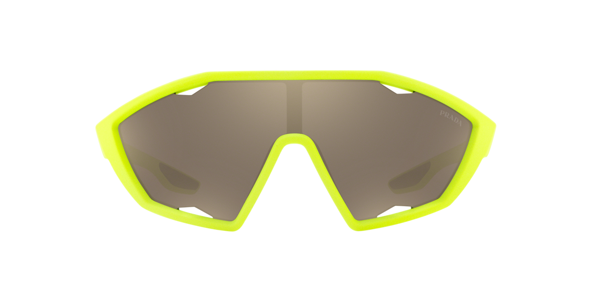 Prada Linea Rossa PS 10US Fluo Yellow Rubber 4461C0 three-quarter view