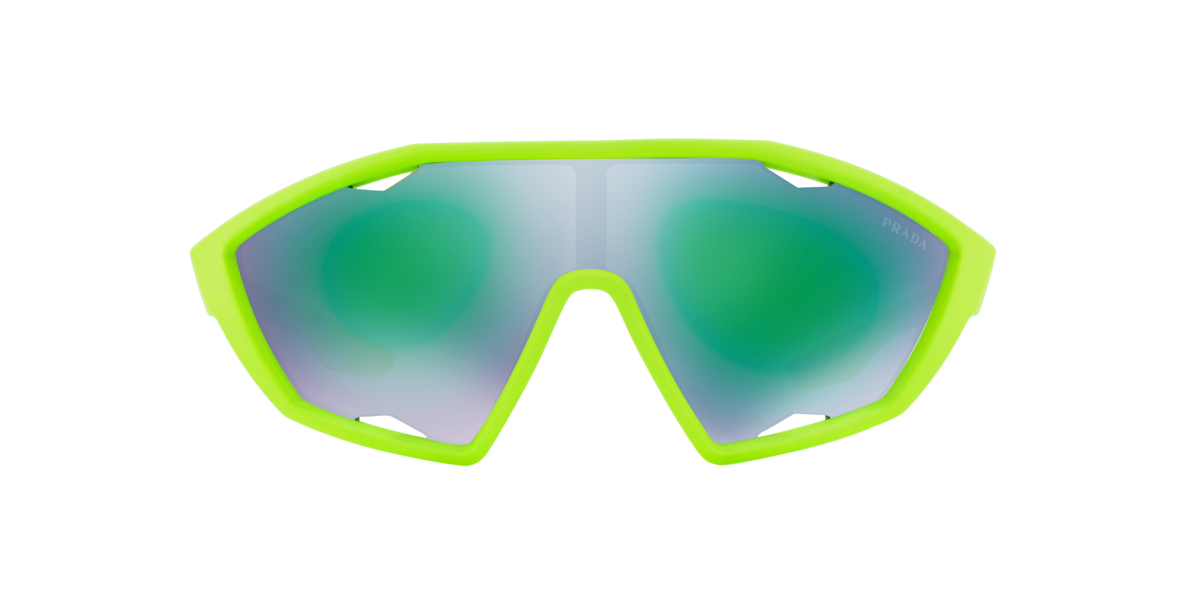 Prada Linea Rossa PS 10US Fluo Green Rubber 4471M2 three-quarter view
