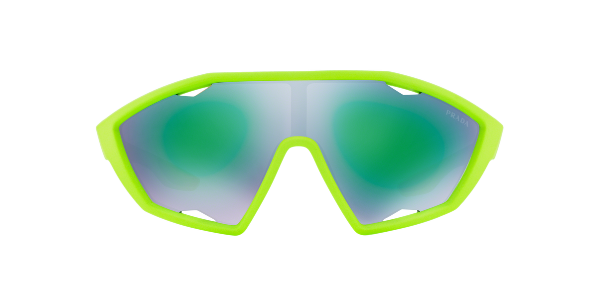 Prada Linea Rossa PS 10US Fluo Green Rubber 4471M2 three-quarter view