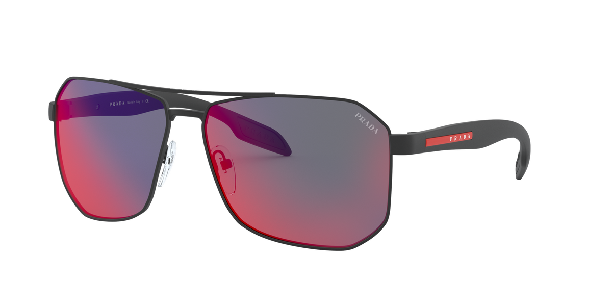 Prada Linea Rossa PS 51VS Black Rubber DG09Q1 three-quarter view