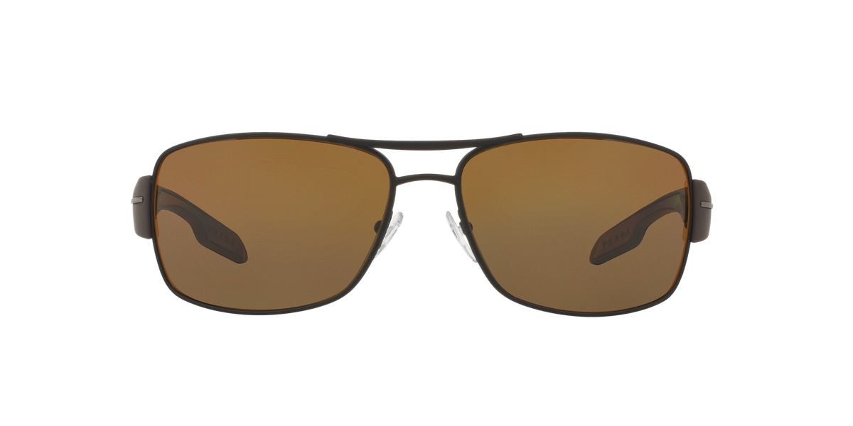 Prada Linea Rossa PS 53NS Brown Rubber UEA5Y1 front view