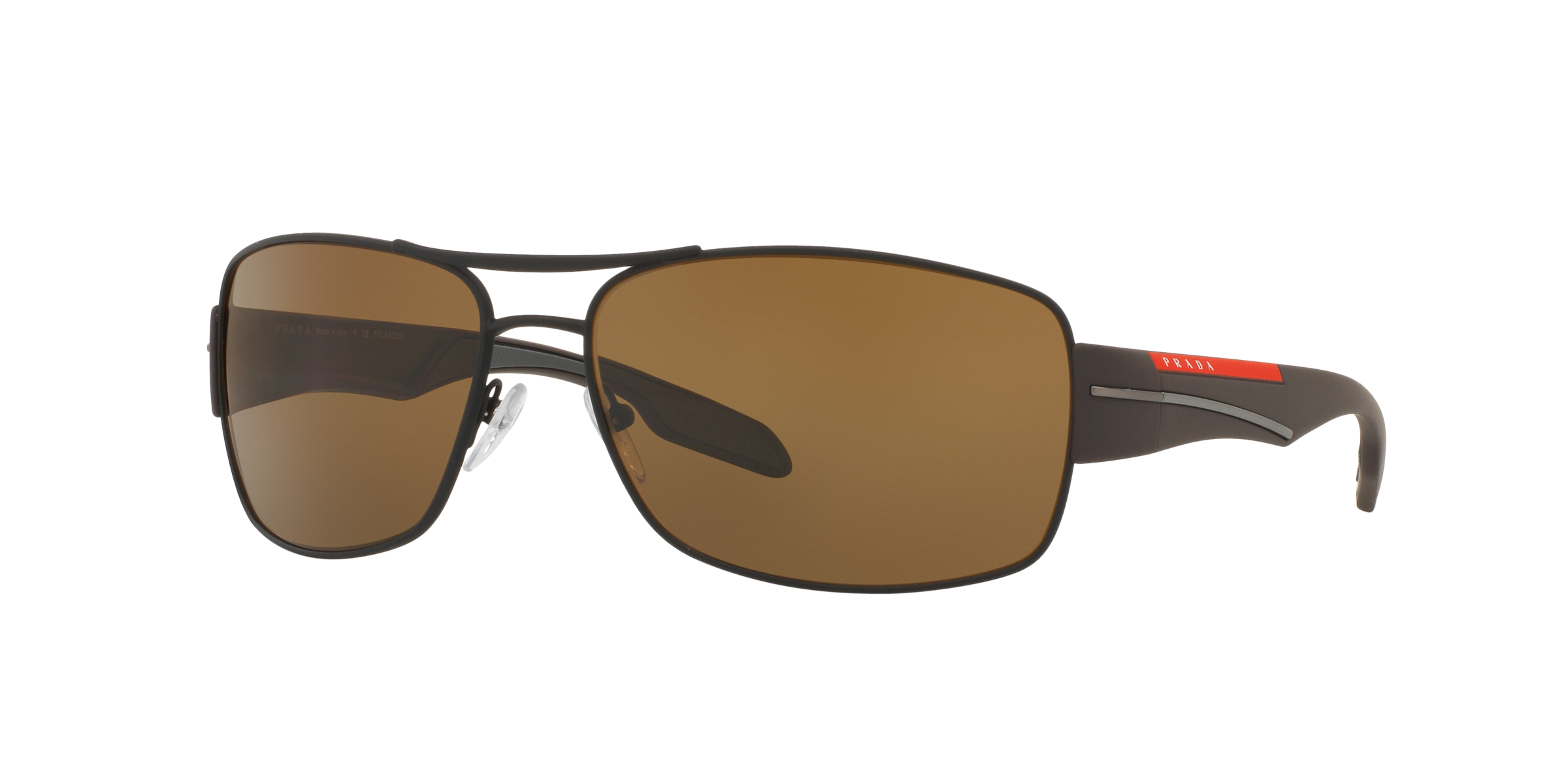 Prada Linea Rossa PS 53NS Brown Rubber UEA5Y1 three-quarter view