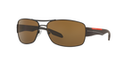 Prada Linea Rossa PS 53NS Brown Rubber UEA5Y1 three-quarter view