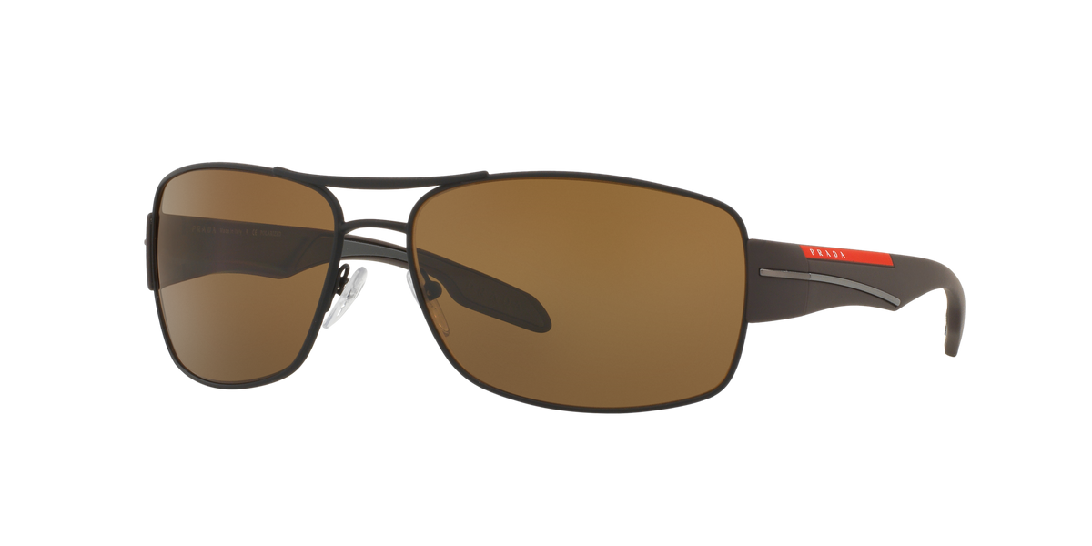 Prada Linea Rossa PS 53NS Brown Rubber UEA5Y1 three-quarter view